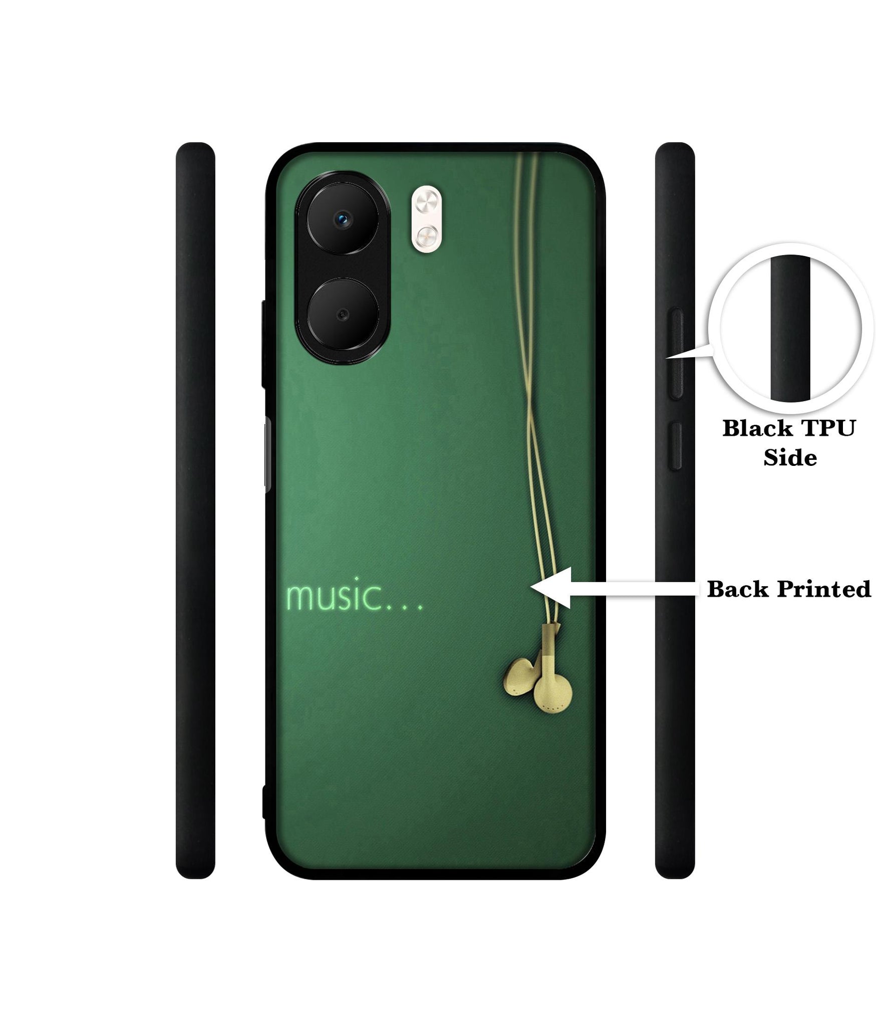 Headphone Music Designer 2D Printed Back Case Cover for Oppo A5x 4G / A5x 5G