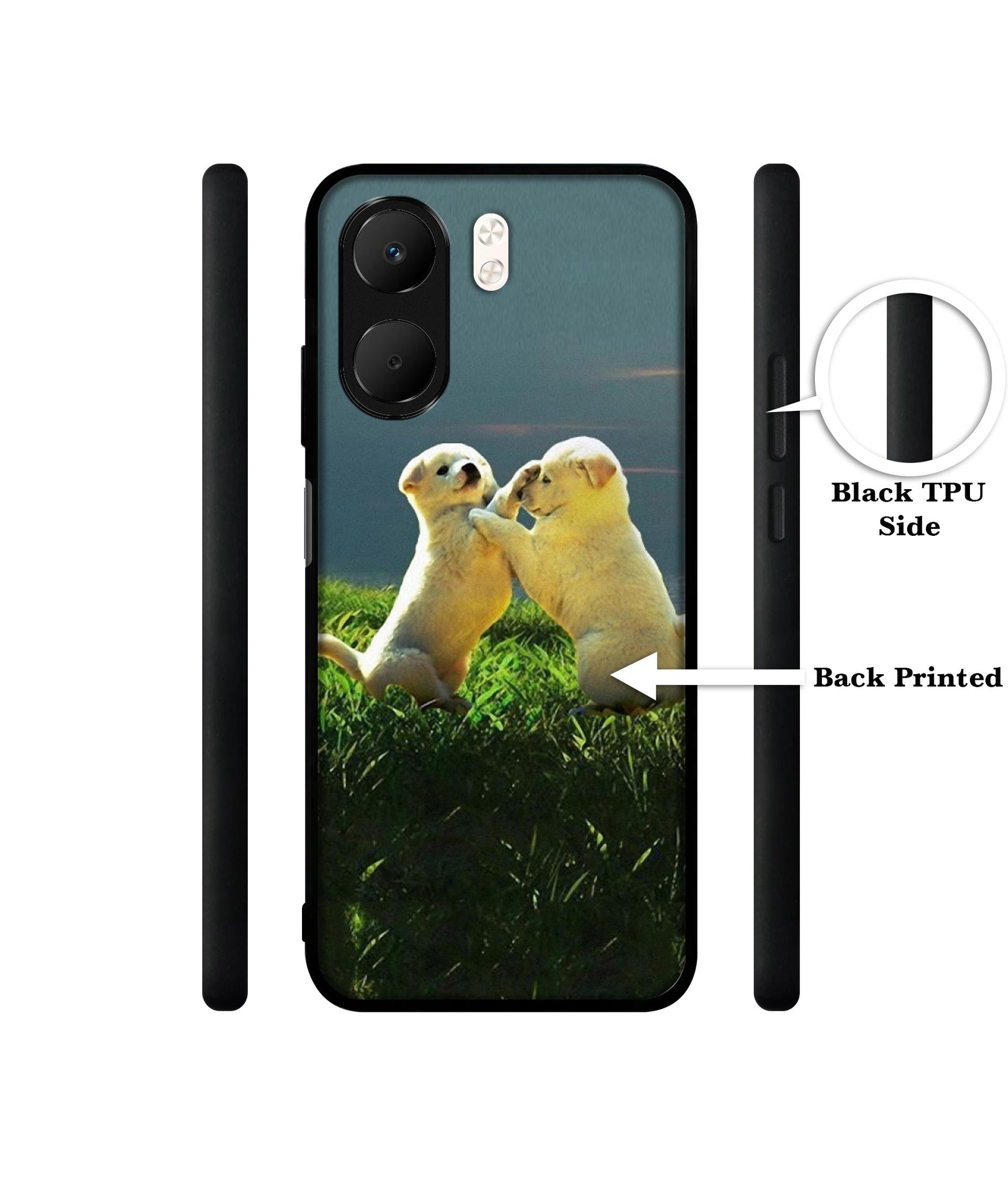 Puppy Couple Sunset Designer 2D Printed Back Case Cover for Oppo A5x 4G / A5x 5G
