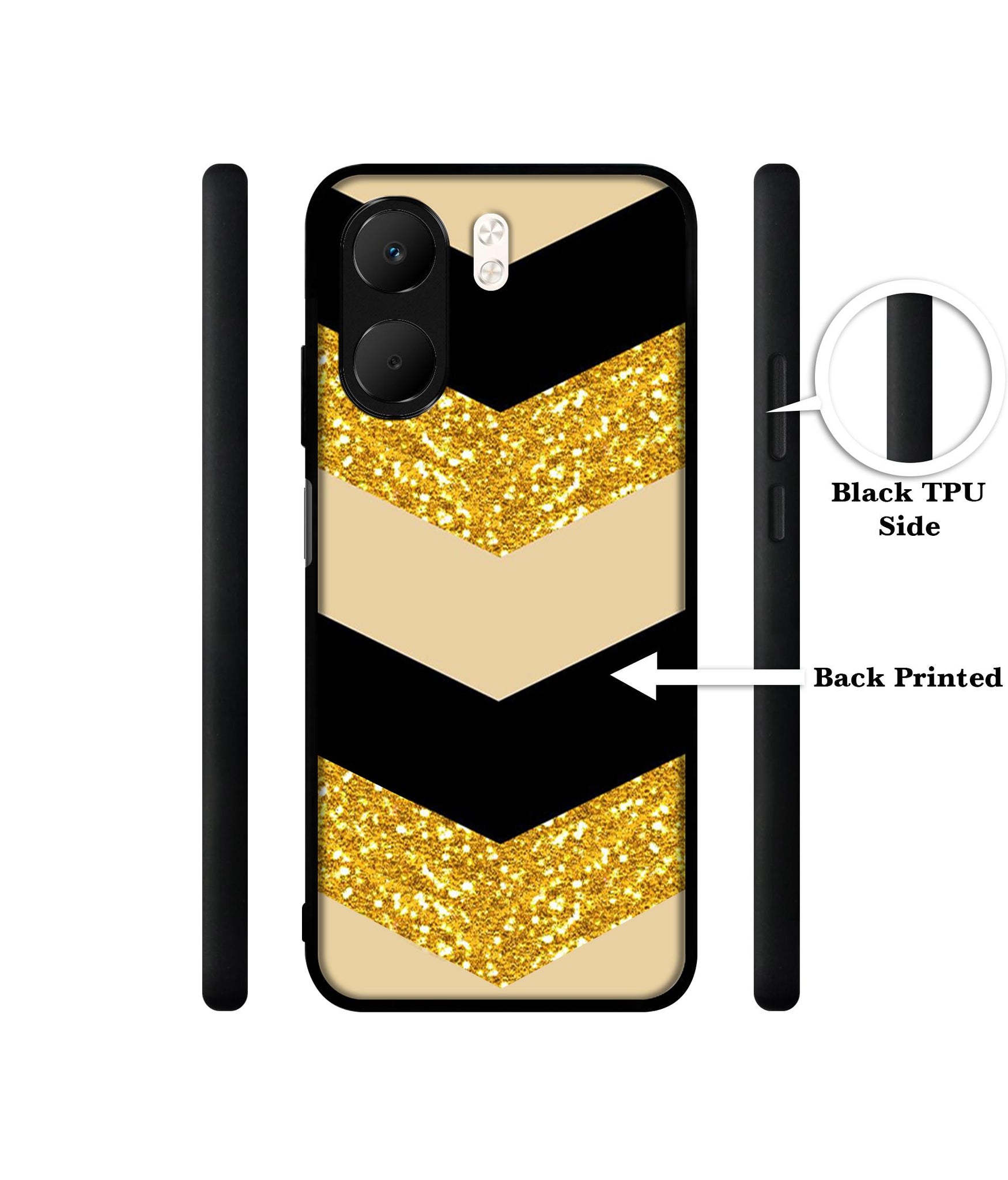 Black & Gold Designer 2D Printed Back Case Cover for Oppo A5x 4G / A5x 5G