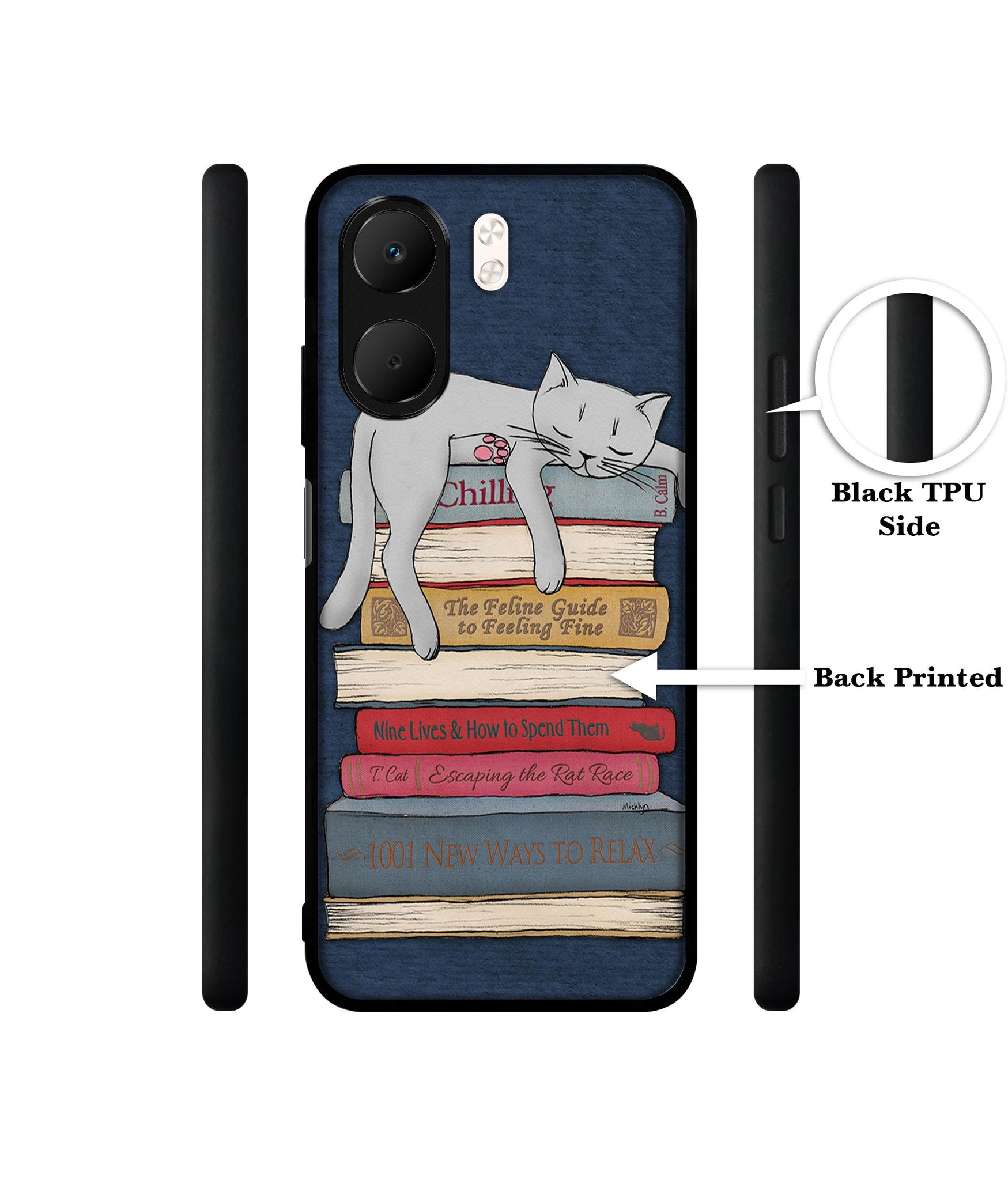 Cat Sleeping On The Books Designer 2D Printed Back Case Cover for Oppo A5x 4G / A5x 5G