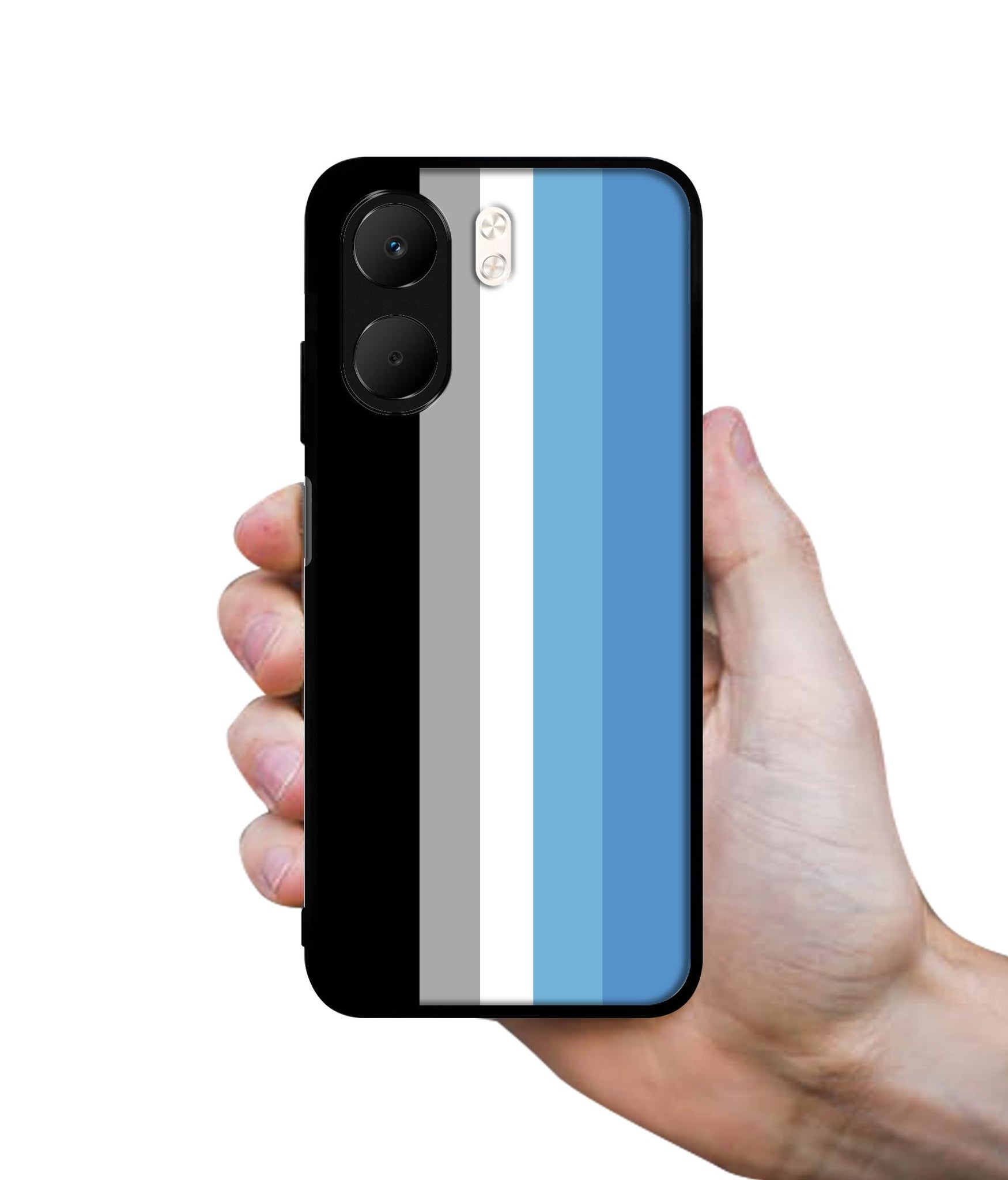 White and Blue Lines Designer 2D Printed Back Case Cover for Oppo A5x 4G / A5x 5G