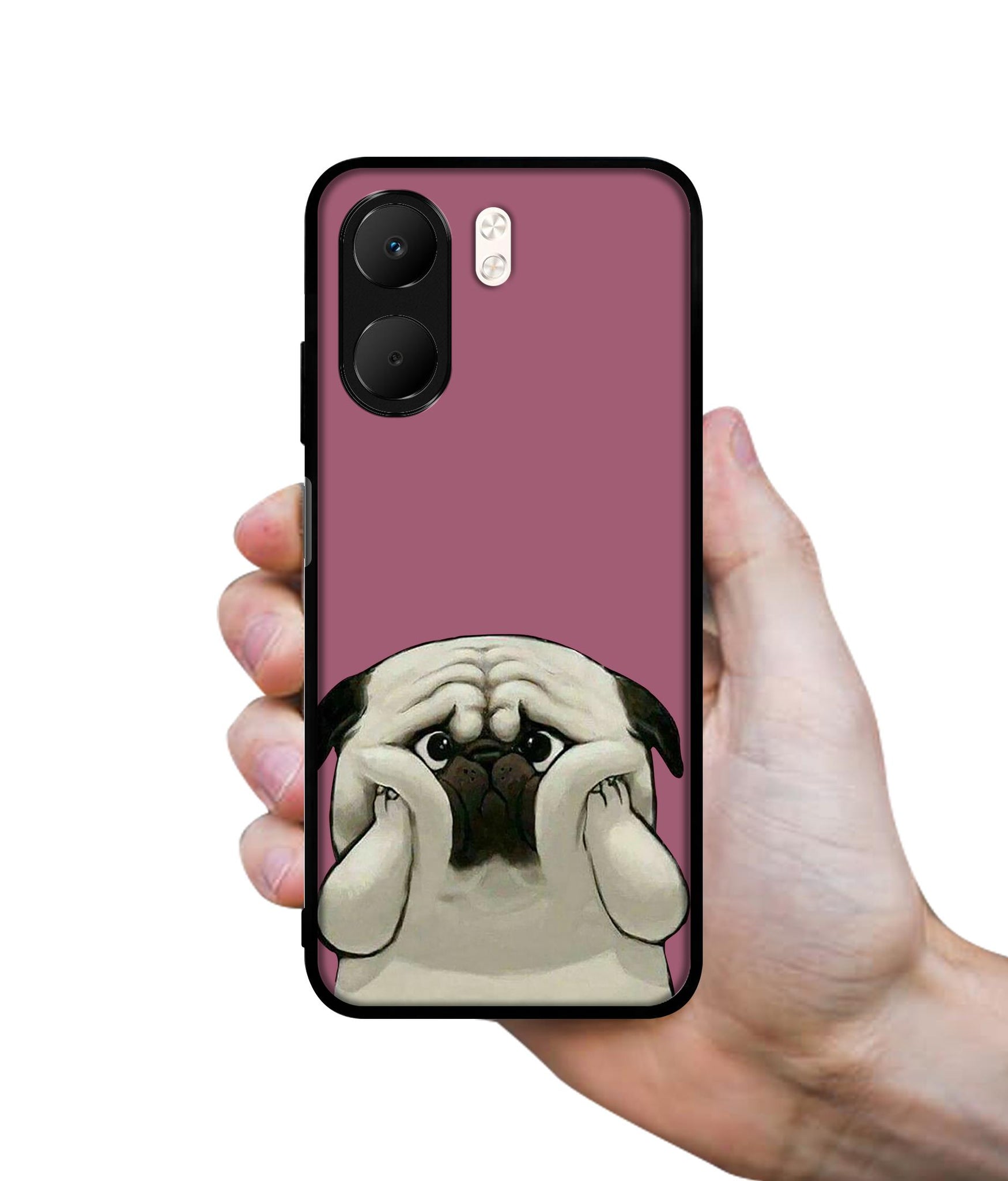 Cute Pug Holding Big Cheeks Designer 2D Printed Back Case Cover for Oppo A5x 4G / A5x 5G