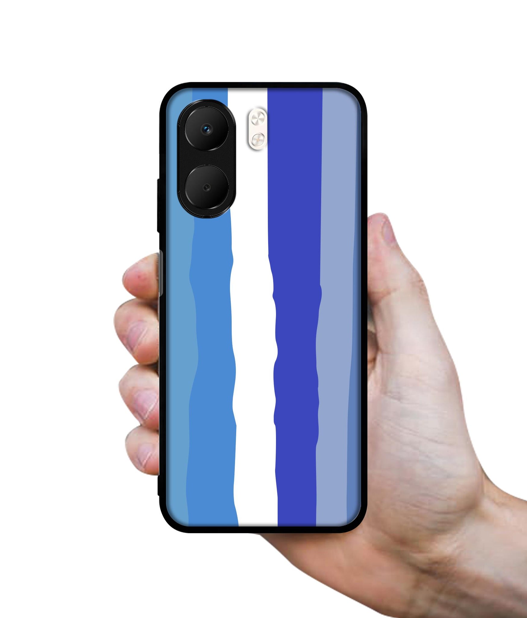 Blue Stripes Rainbow Designer 2D Printed Back Case Cover for Oppo A5x 4G / A5x 5G