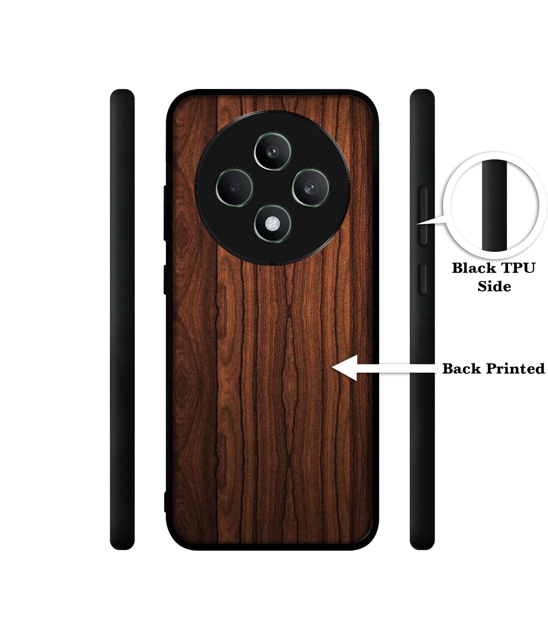 Brown Wooden Texture Designer 2D Printed Back Case Cover for Oppo F27 5G / Reno 12F 5G