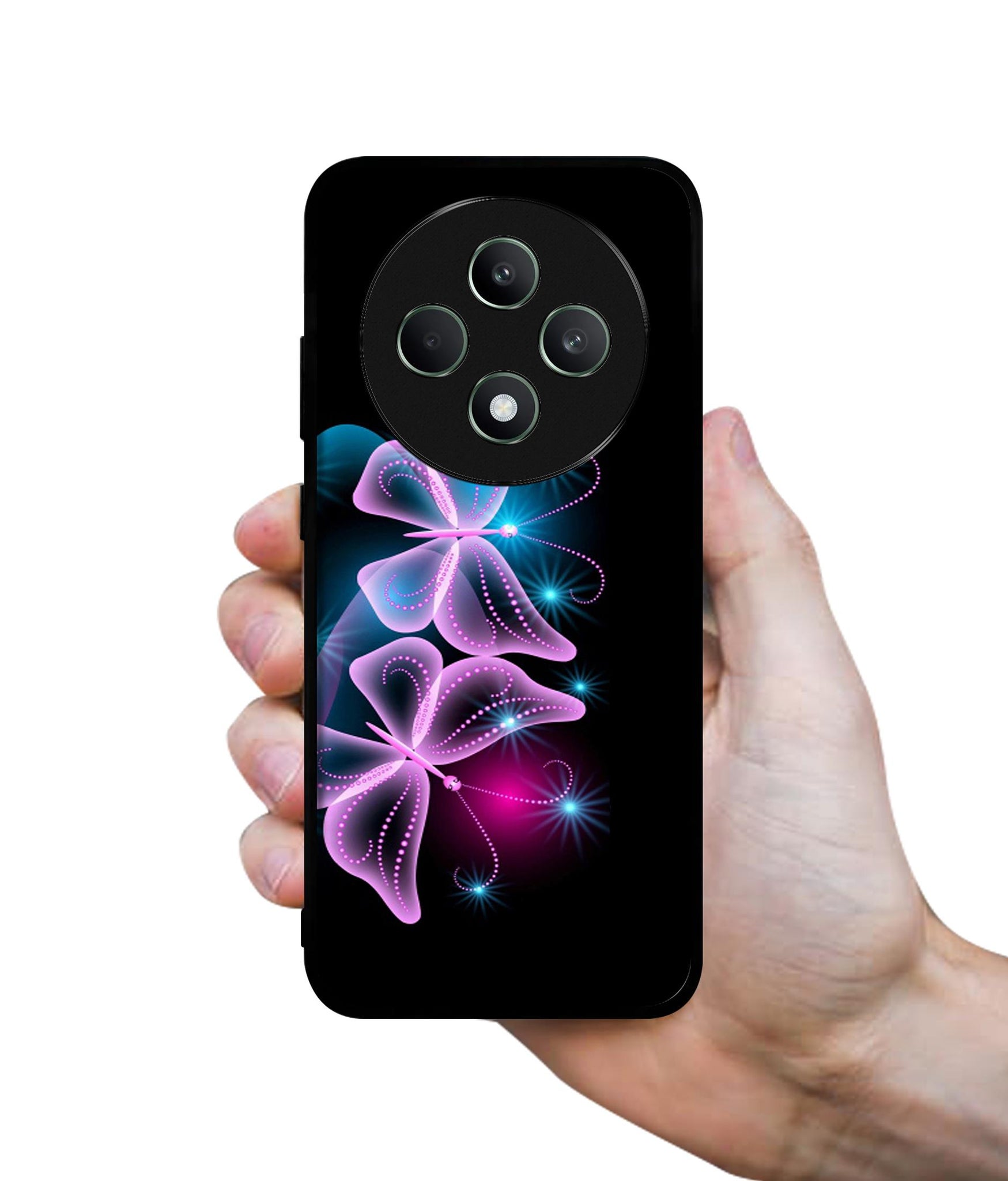 Butterflies Neon Light Designer 2D Printed Back Case Cover for Oppo F27 5G / Reno 12F 5G