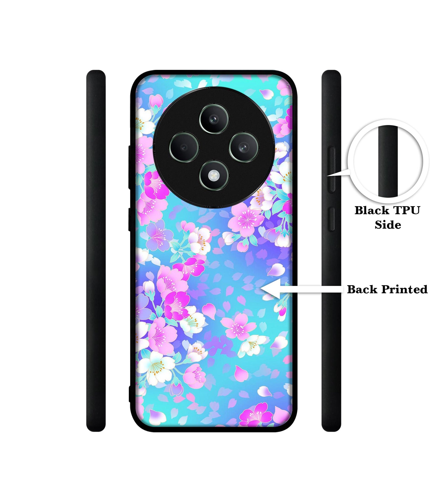 Floral Blue Pattern Designer 2D Printed Back Case Cover for Oppo F27 5G / Reno 12F 5G