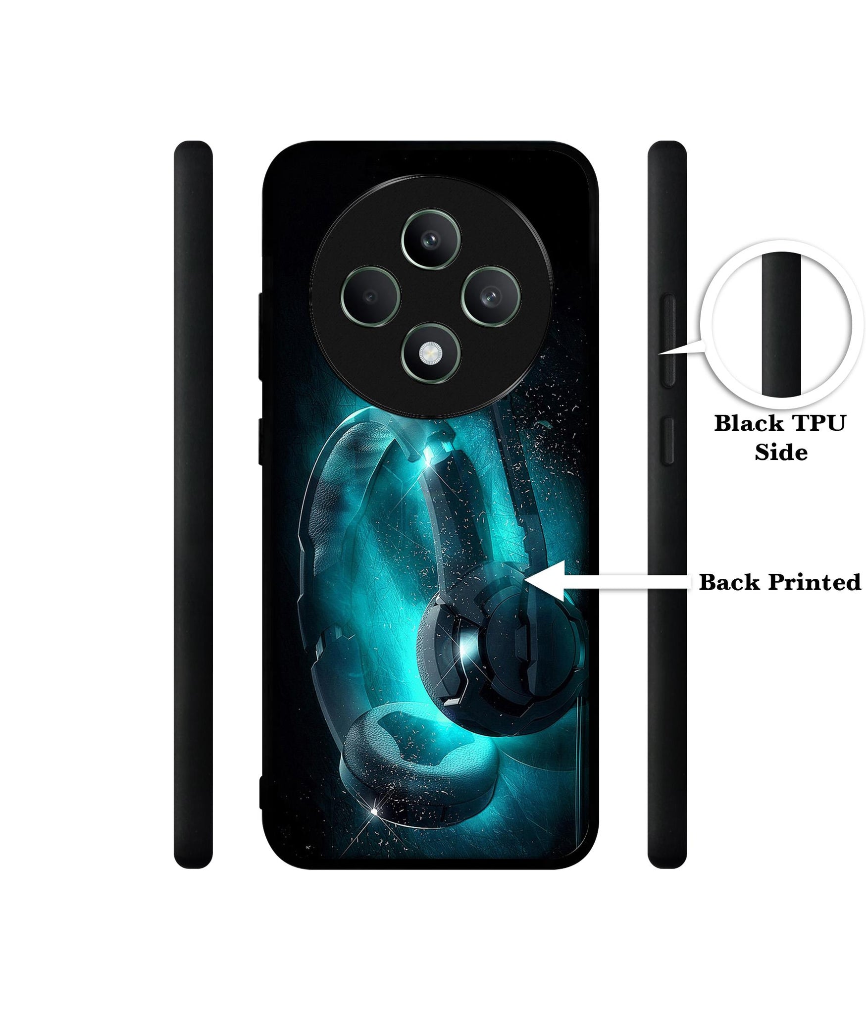 Cool Headphone Designer 2D Printed Back Case Cover for Oppo F27 5G / Reno 12F 5G