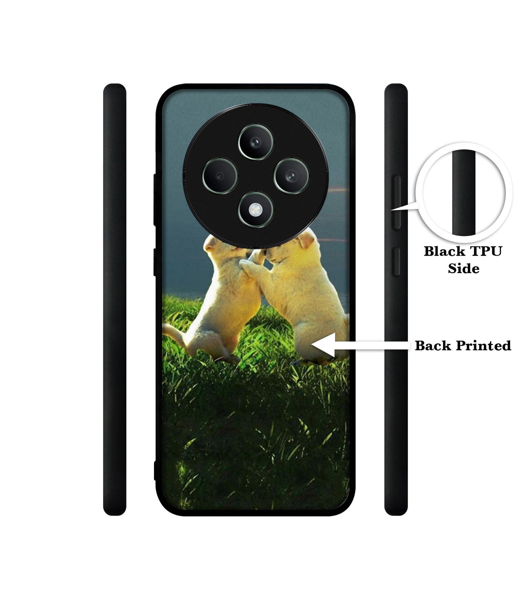 Puppy Couple Sunset Designer 2D Printed Back Case Cover for Oppo F27 5G / Reno 12F 5G