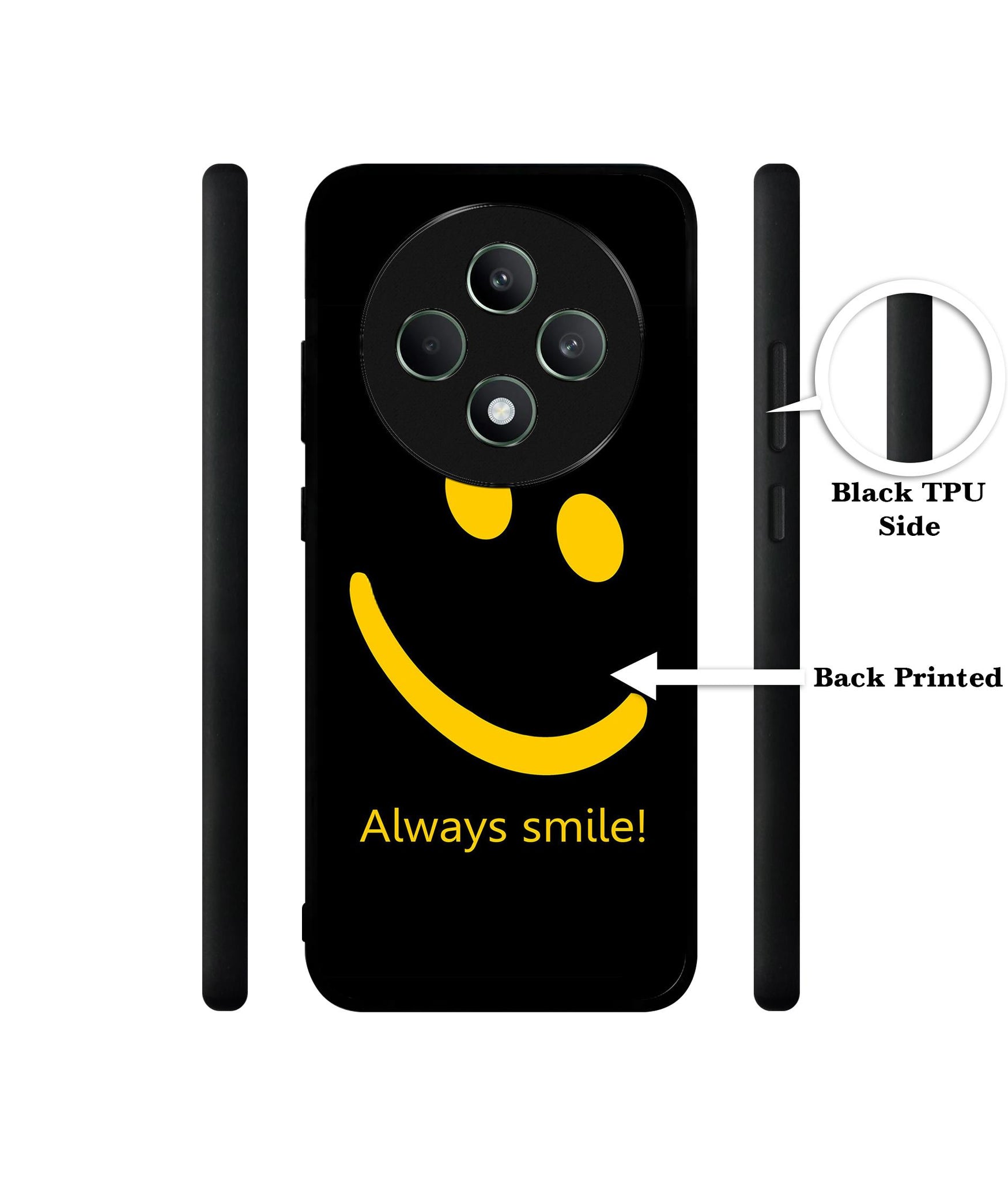 Always Smile Quote Designer 2D Printed Back Case Cover for Oppo F27 5G / Reno 12F 5G