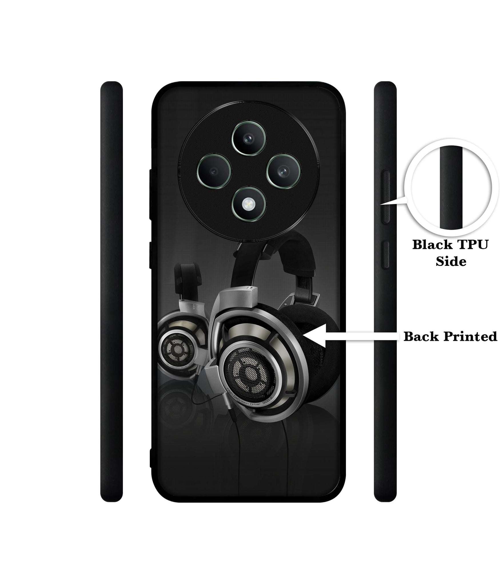 Head Phone Designer 2D Printed Back Case Cover for Oppo F27 5G / Reno 12F 5G