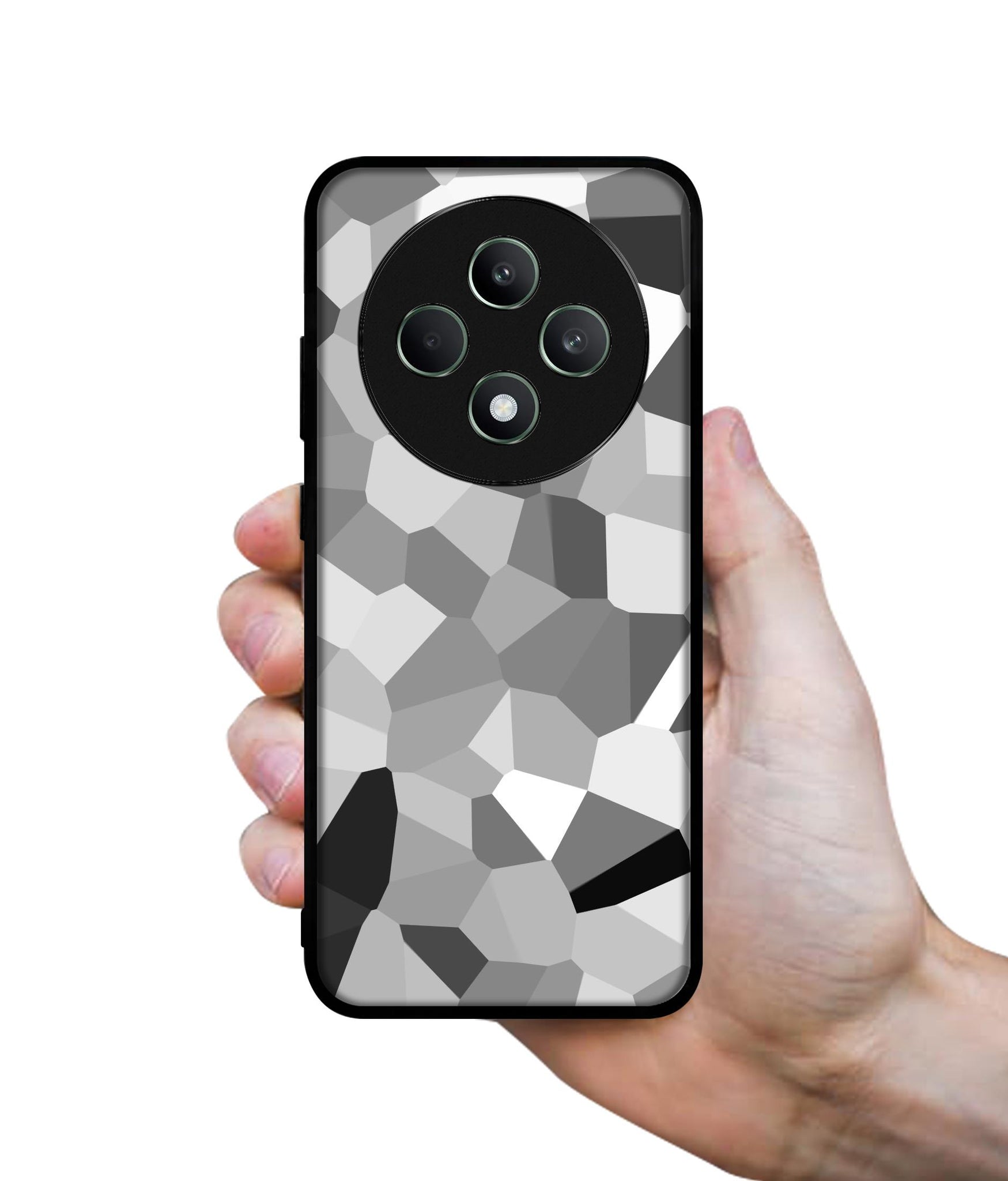 Black & White Mathematical Shape Designer 2D Printed Back Case Cover for Oppo F27 5G / Reno 12F 5G