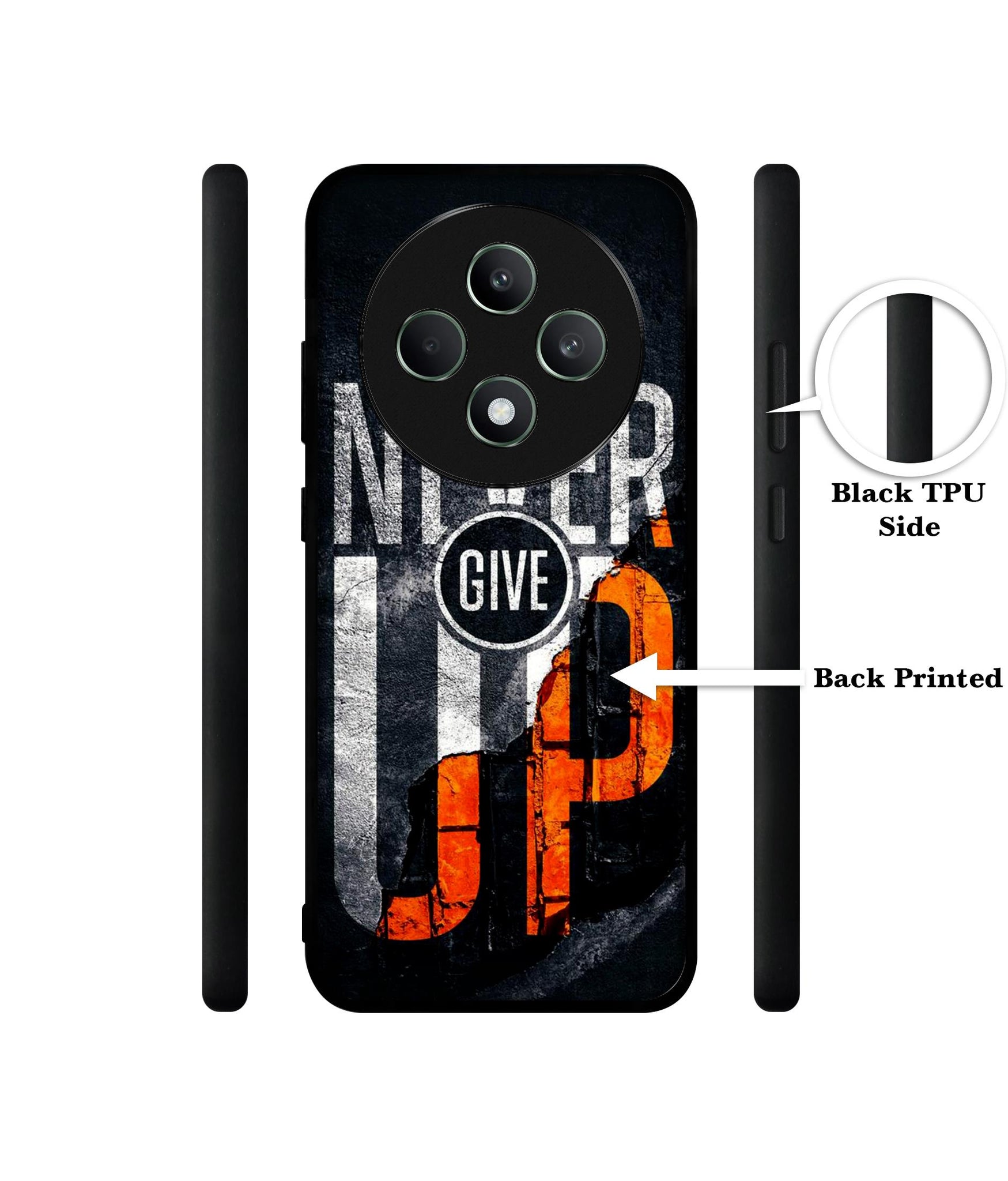 Never Give Up Designer 2D Printed Back Case Cover for Oppo F27 5G / Reno 12F 5G