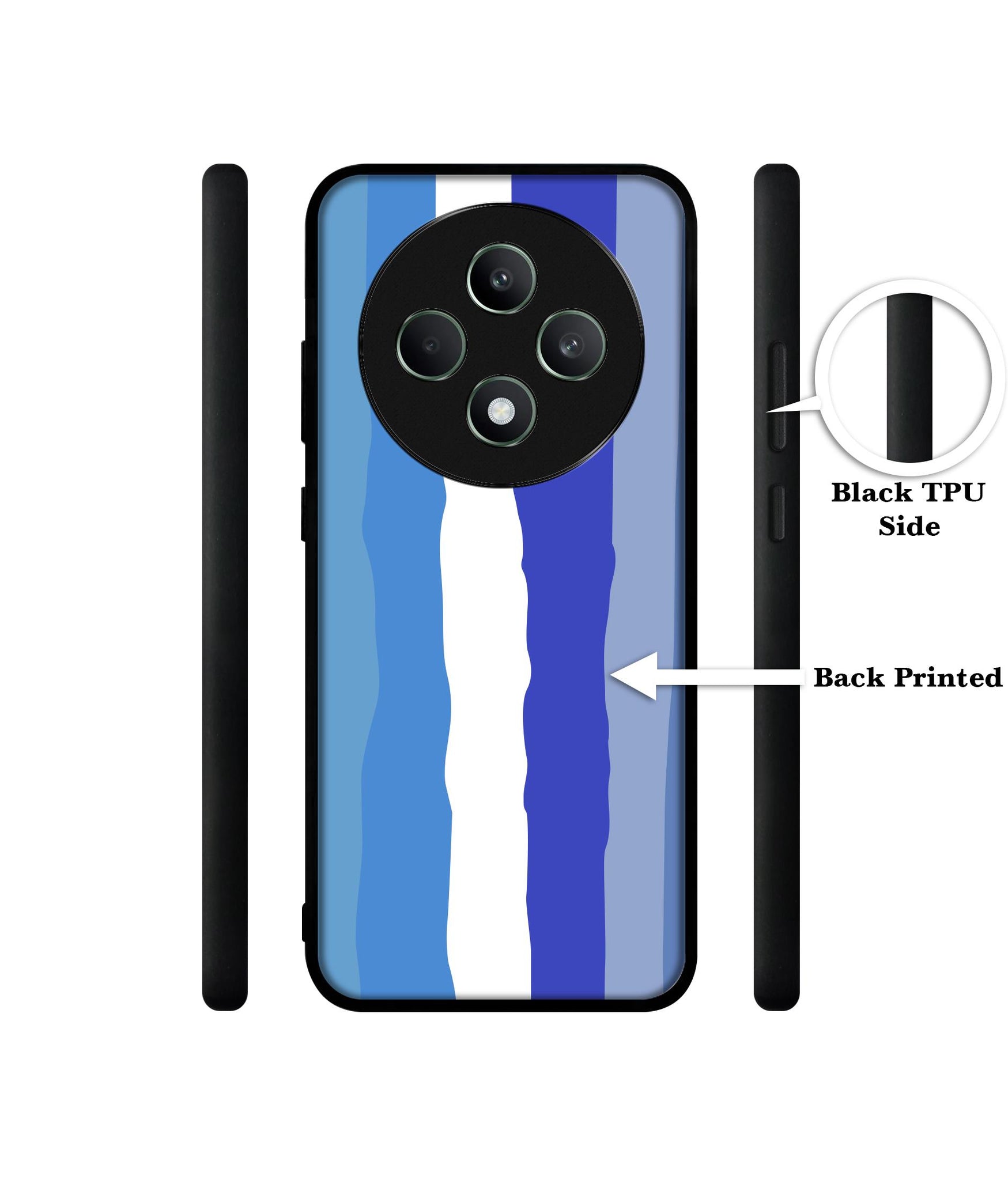 Blue Stripes Rainbow Designer 2D Printed Back Case Cover for Oppo F27 5G / Reno 12F 5G