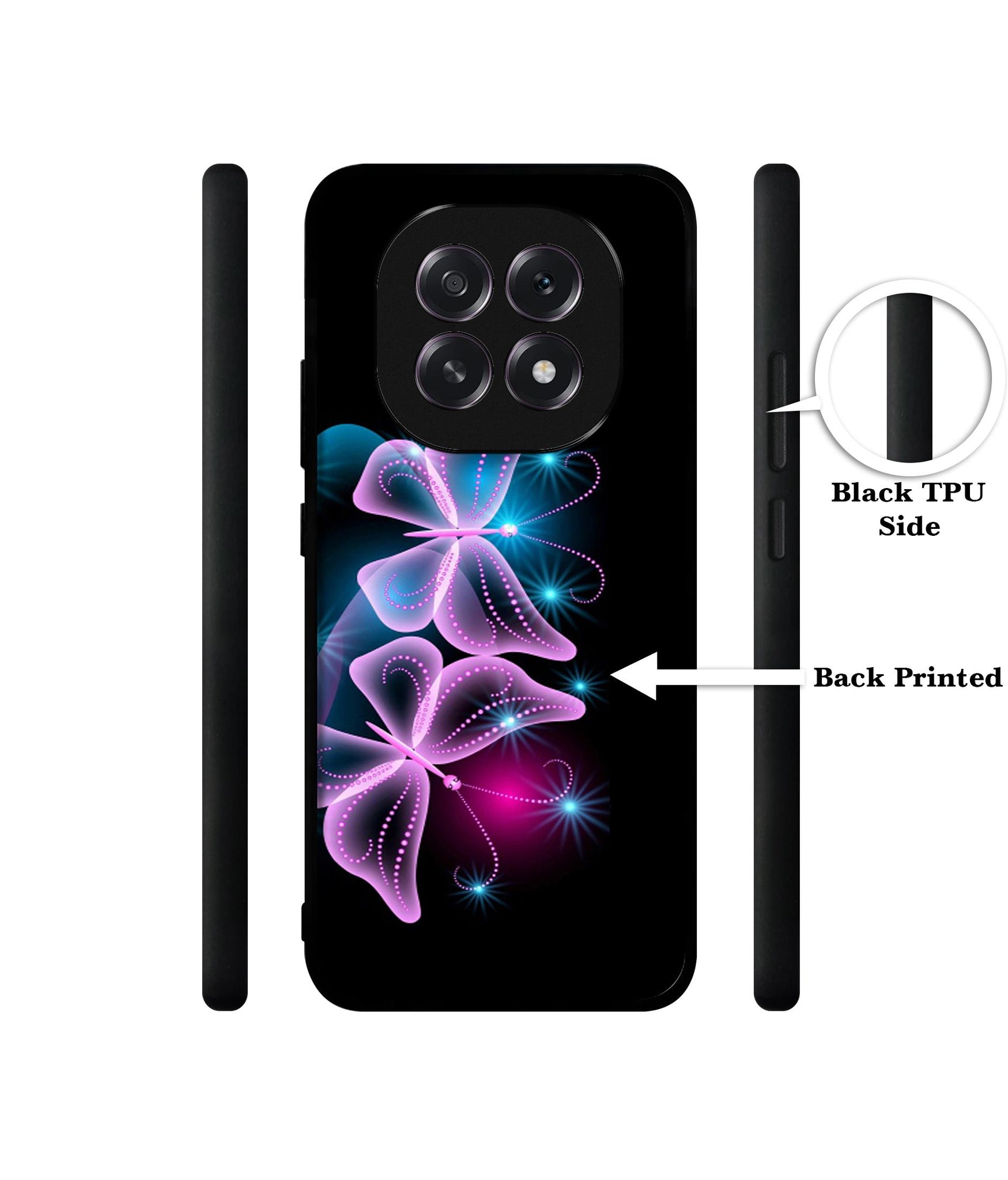 Butterflies Neon Light Designer 2D Printed Back Case Cover for Oppo F29 5G