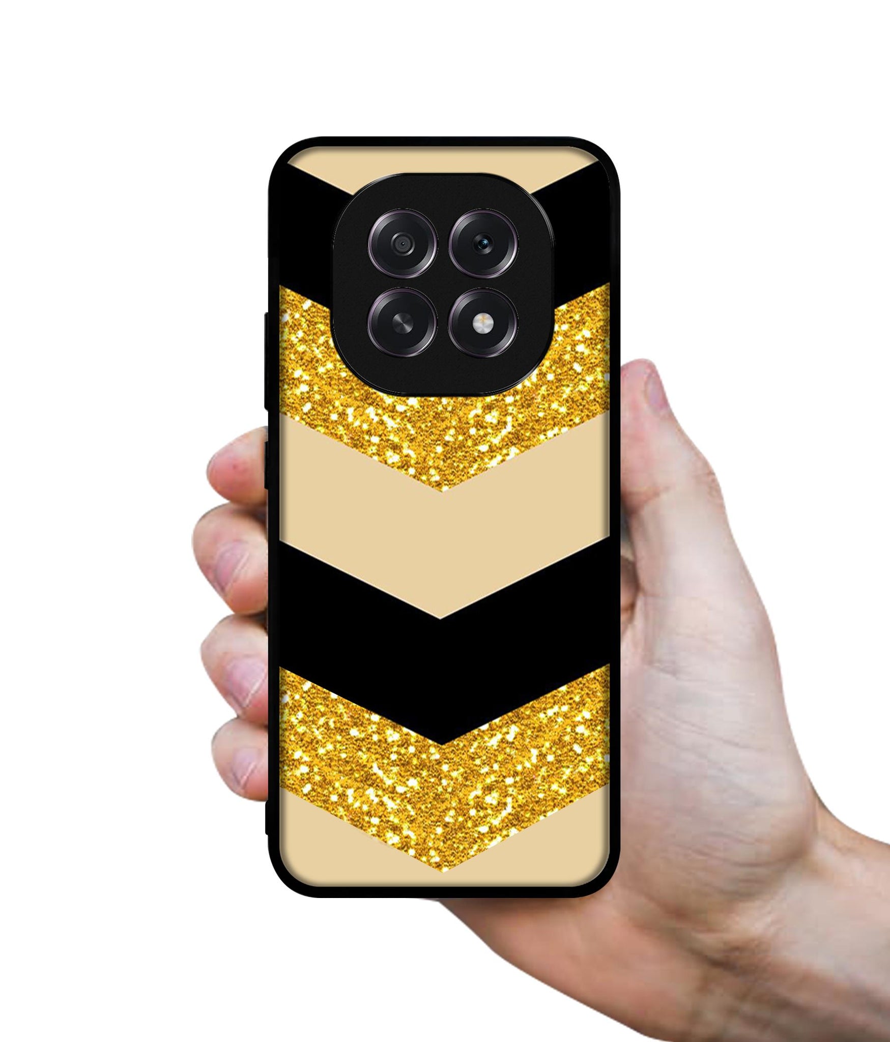 Black & Gold Designer 2D Printed Back Case Cover for Oppo F29 5G