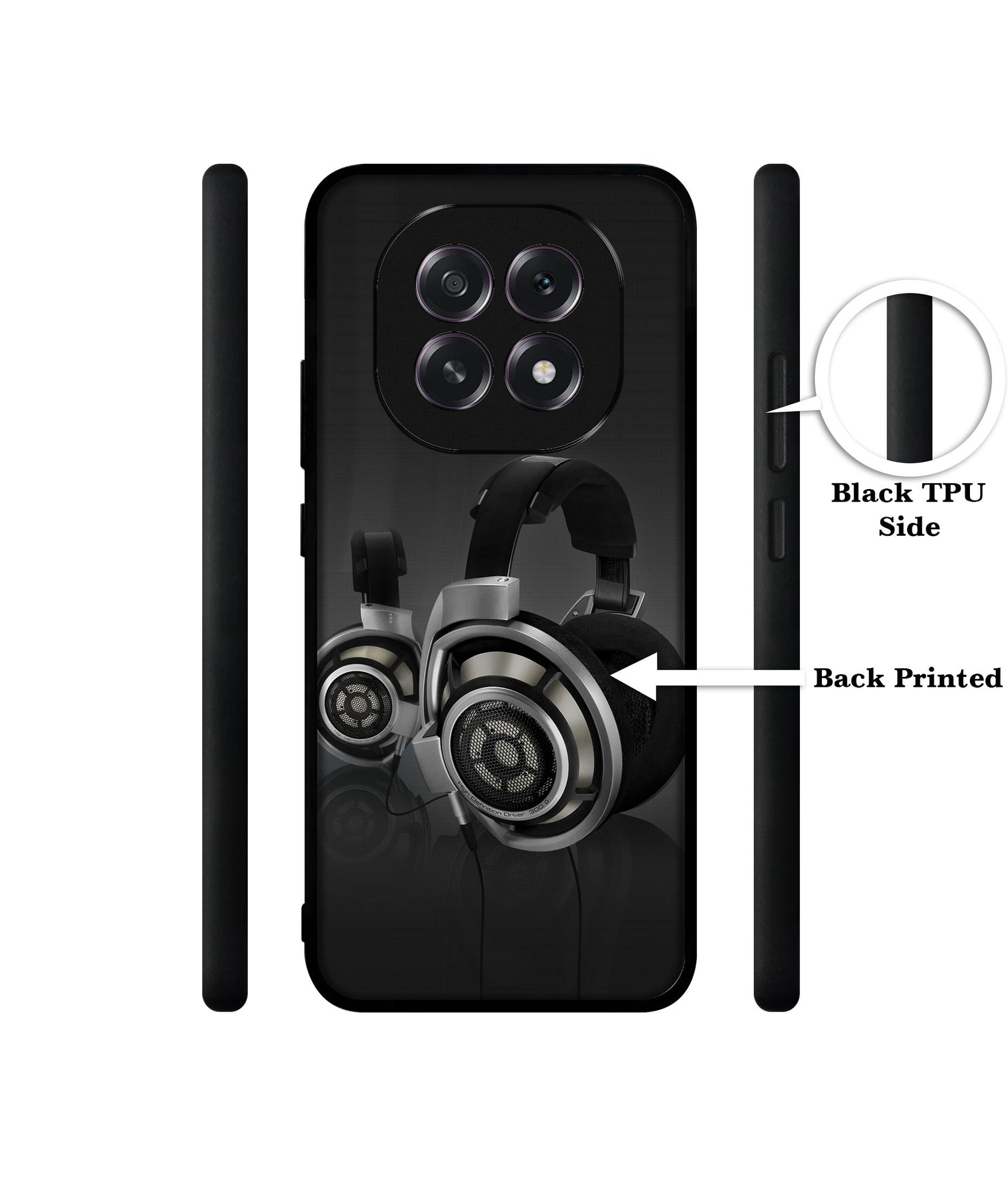 Head Phone Designer 2D Printed Back Case Cover for Oppo F29 5G