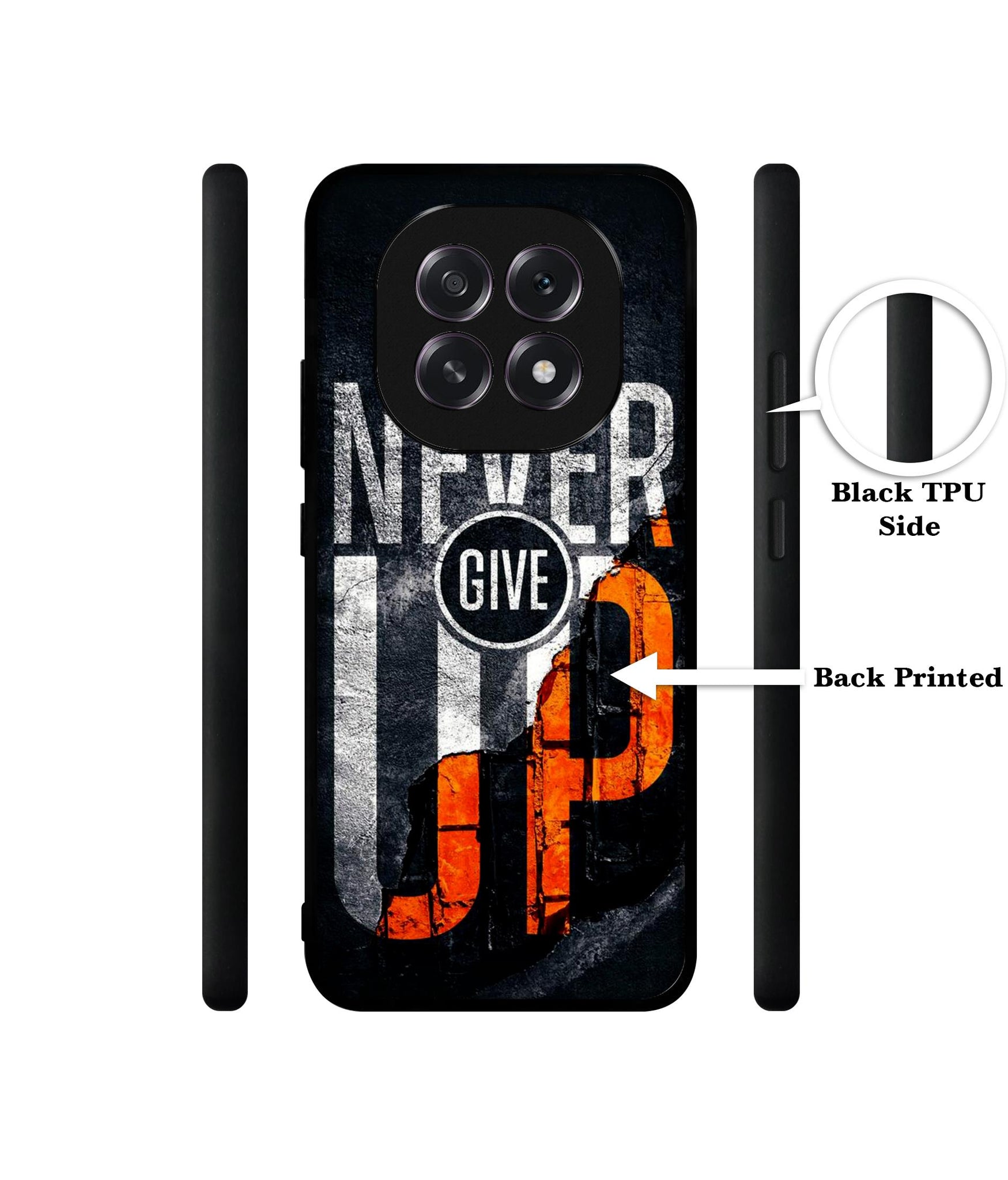 Never Give Up Designer 2D Printed Back Case Cover for Oppo F29 5G