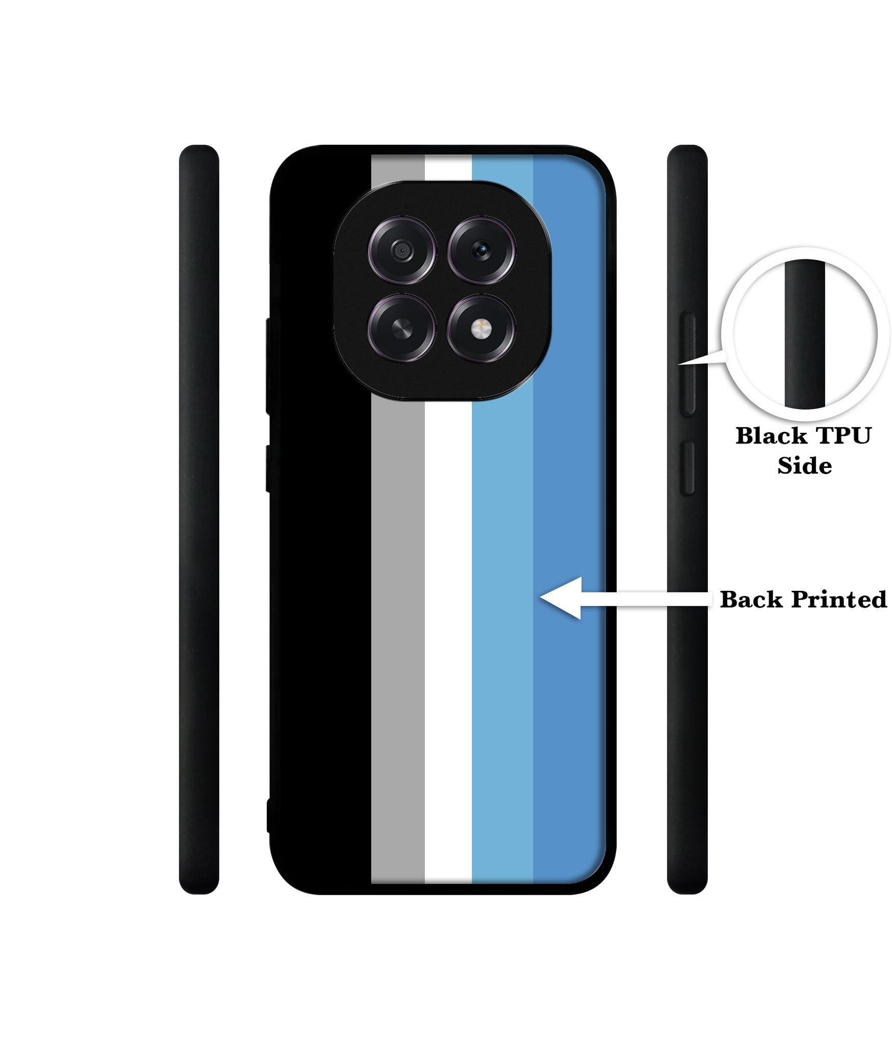 White and Blue Lines Designer 2D Printed Back Case Cover for Oppo F29 5G