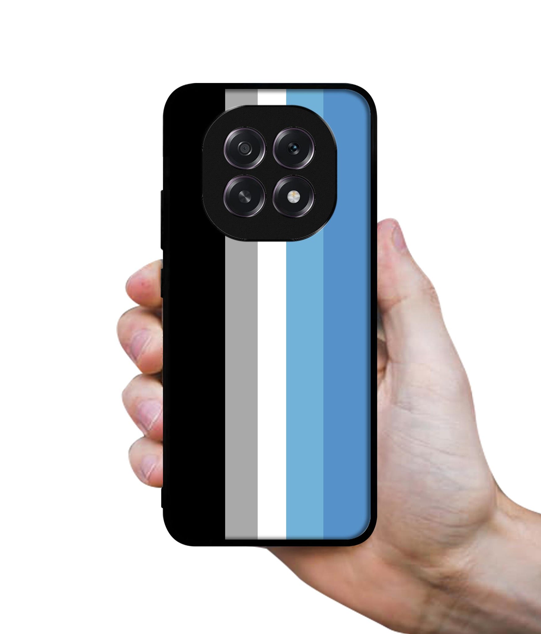 White and Blue Lines Designer 2D Printed Back Case Cover for Oppo F29 5G