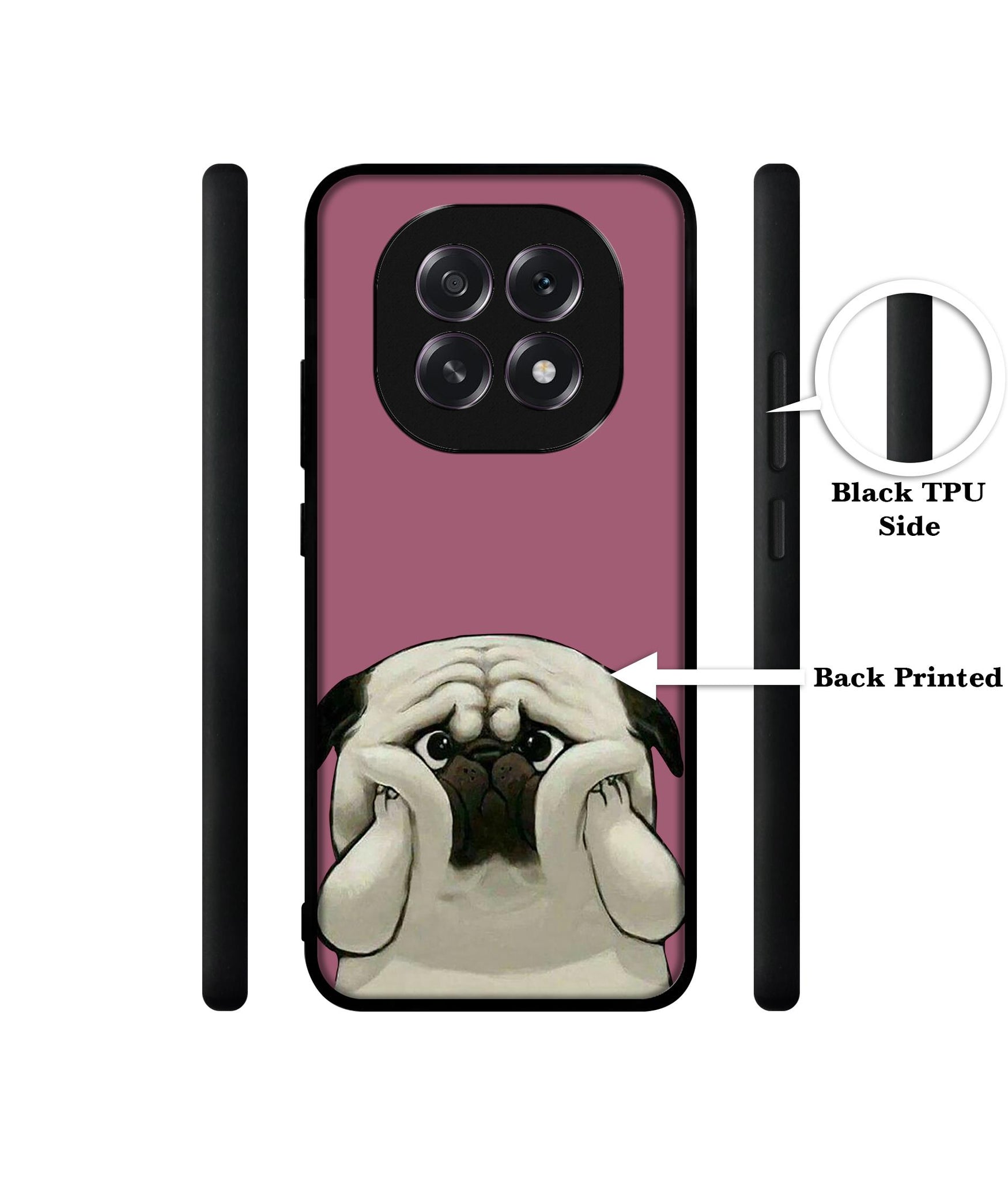 Cute Pug Holding Big Cheeks Designer 2D Printed Back Case Cover for Oppo F29 5G