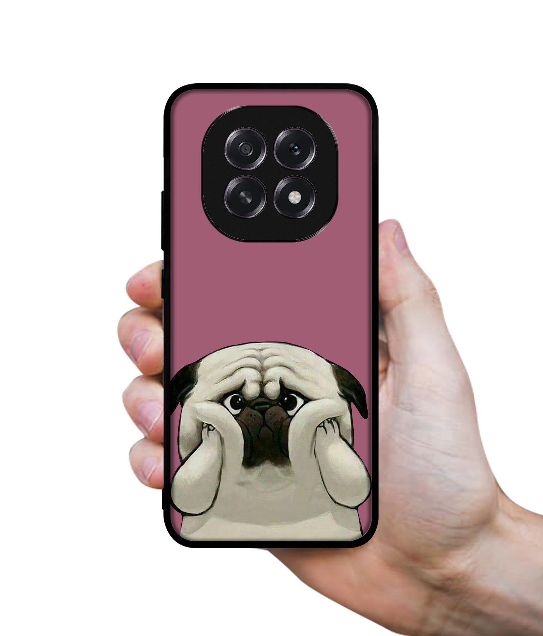 Cute Pug Holding Big Cheeks Designer 2D Printed Back Case Cover for Oppo F29 5G