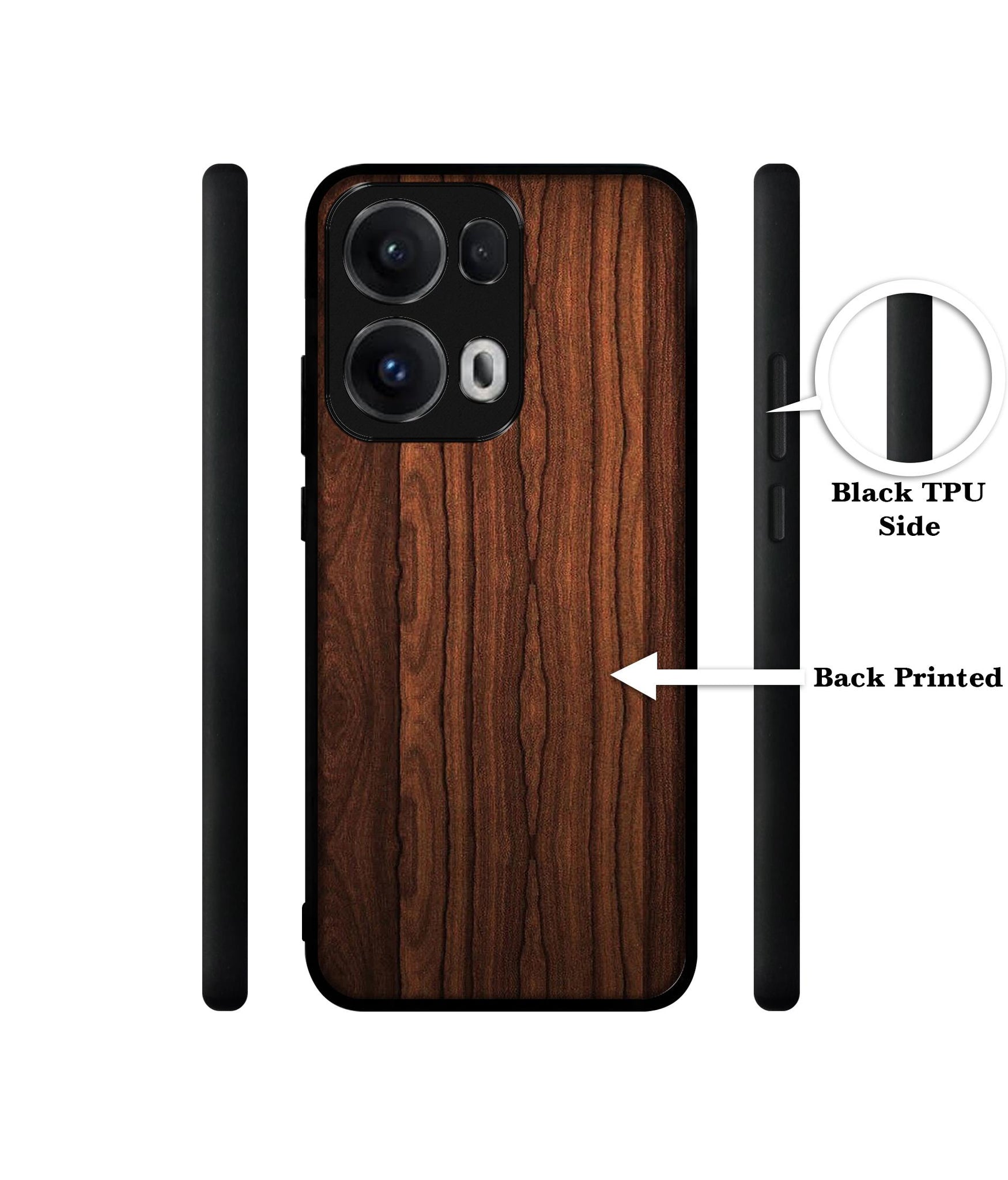 Brown Wooden Texture Designer 2D Printed Back Case Cover for Oppo Reno13 Pro 5G