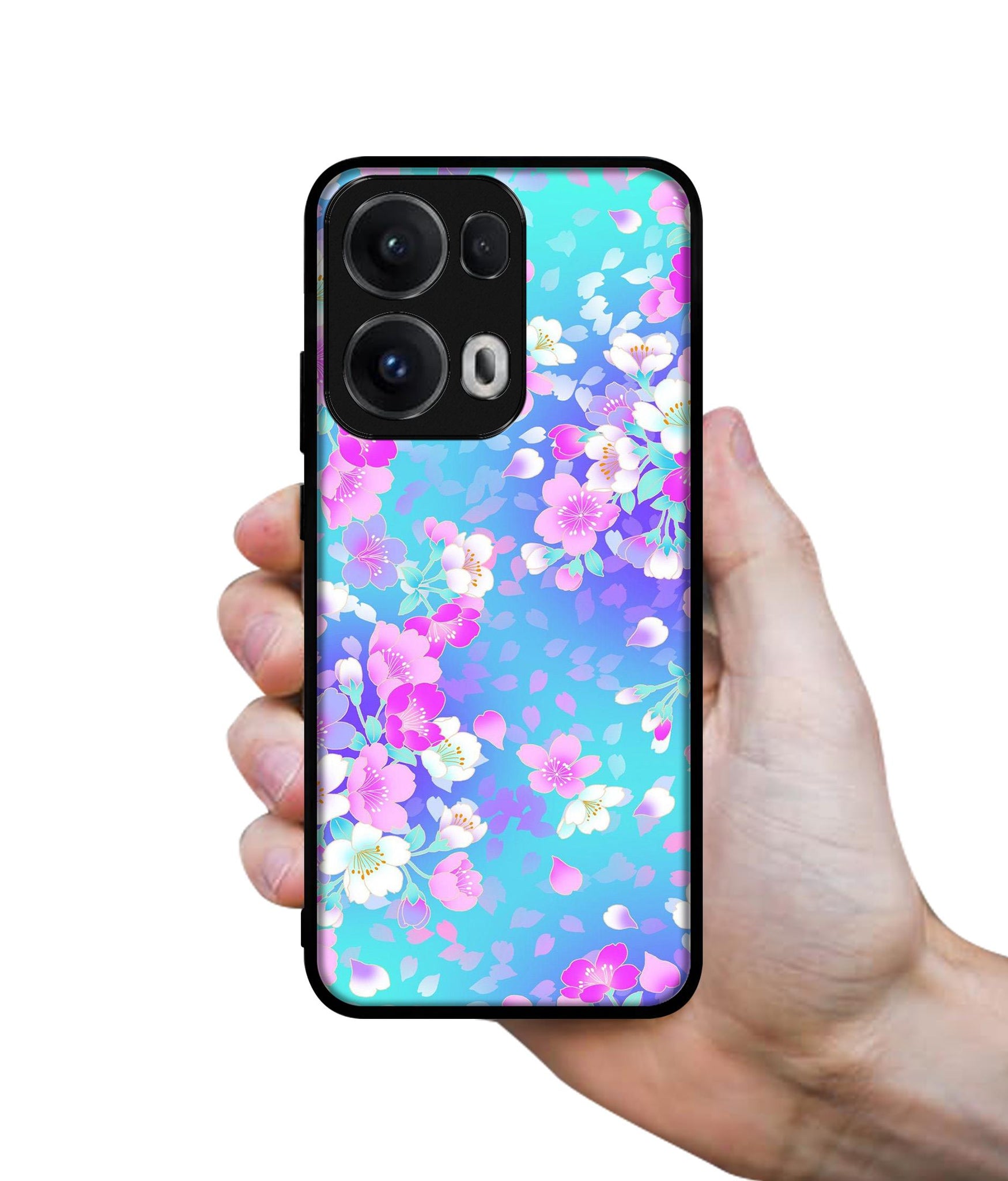 Floral Blue Pattern Designer 2D Printed Back Case Cover for Oppo Reno13 Pro 5G