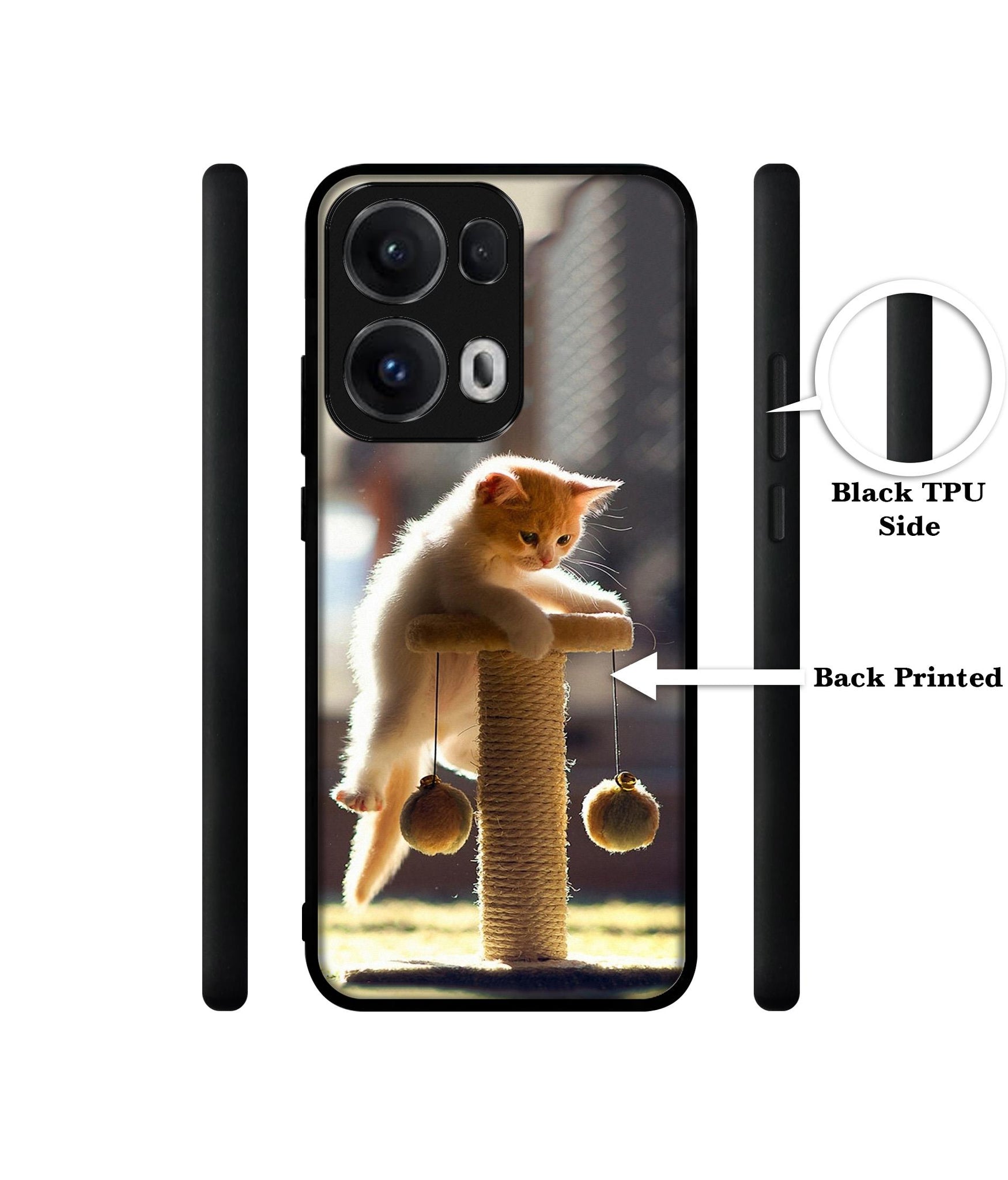 Cat Climbing Designer 2D Printed Back Case Cover for Oppo Reno13 Pro 5G