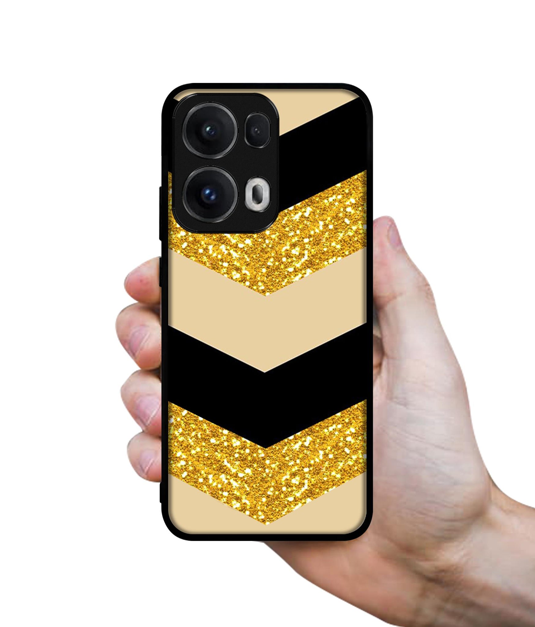 Black & Gold Designer 2D Printed Back Case Cover for Oppo Reno13 Pro 5G