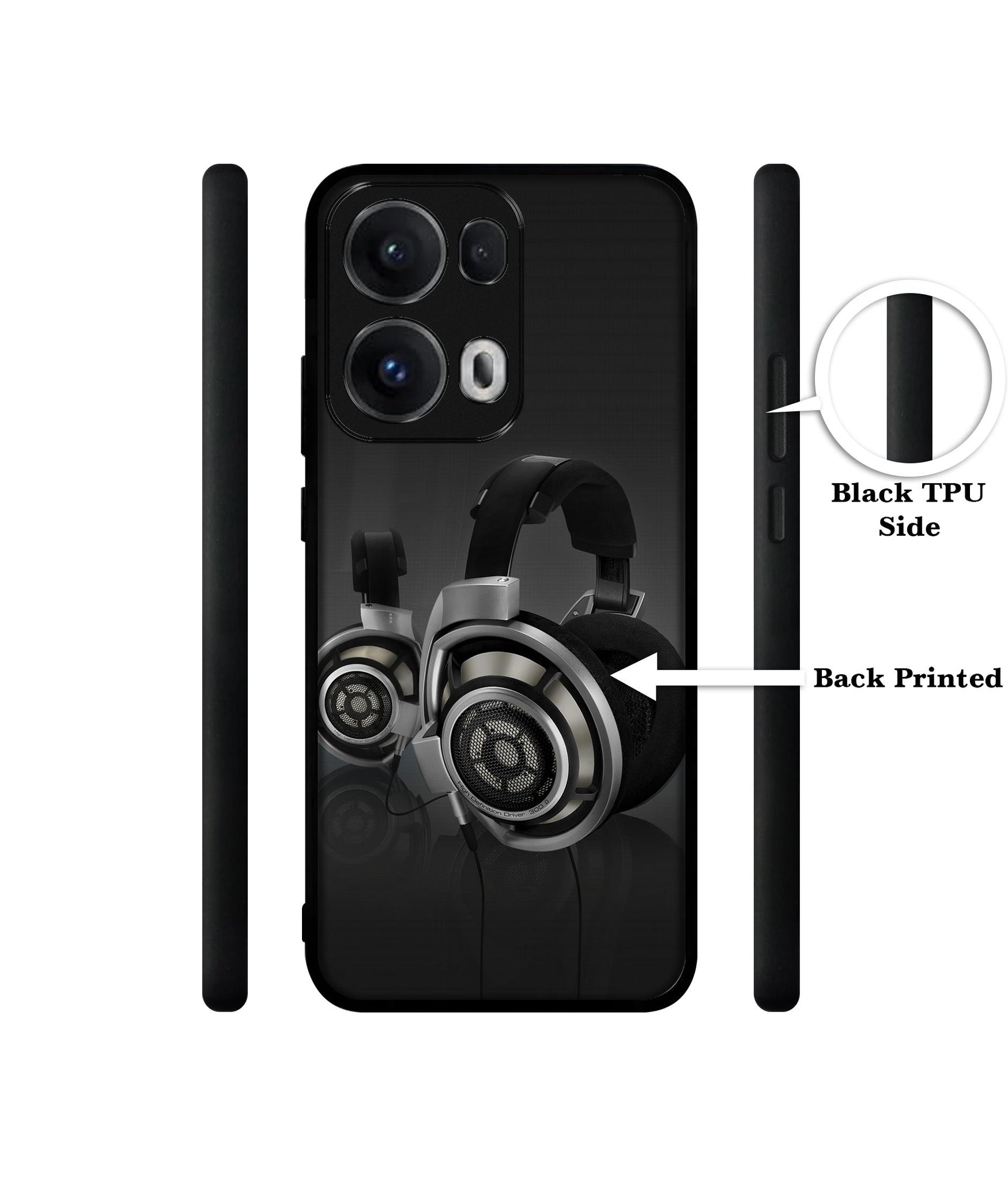 Head Phone Designer 2D Printed Back Case Cover for Oppo Reno13 Pro 5G