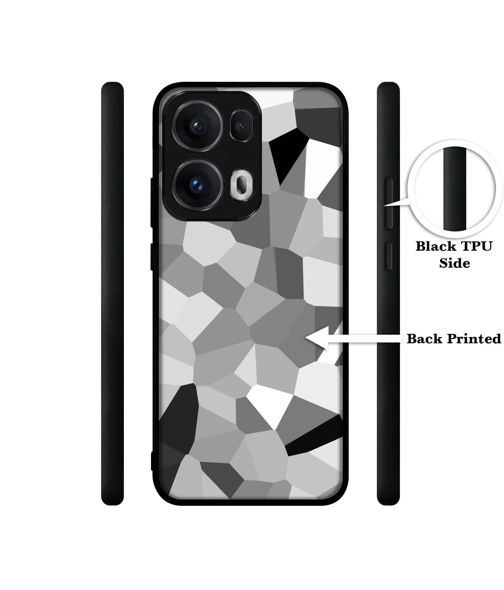 Black & White Mathematical Shape Designer 2D Printed Back Case Cover for Oppo Reno13 Pro 5G