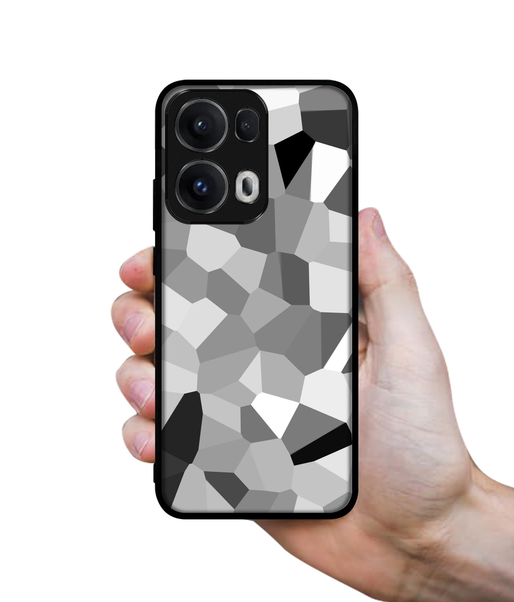 Black & White Mathematical Shape Designer 2D Printed Back Case Cover for Oppo Reno13 Pro 5G