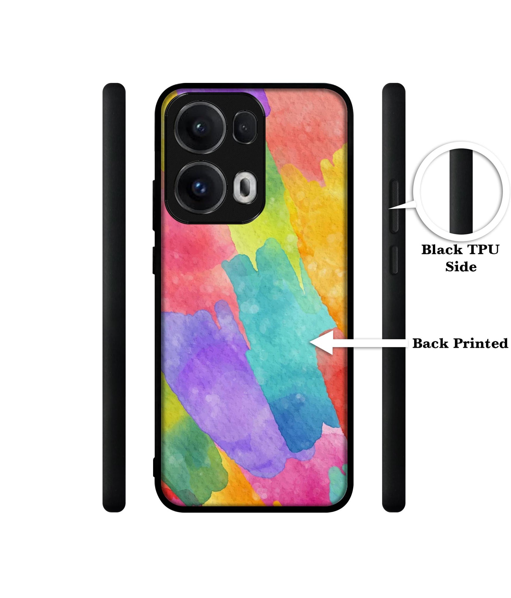 Water Paint Colorful Abstract Designer 2D Printed Back Case Cover for Oppo Reno13 Pro 5G