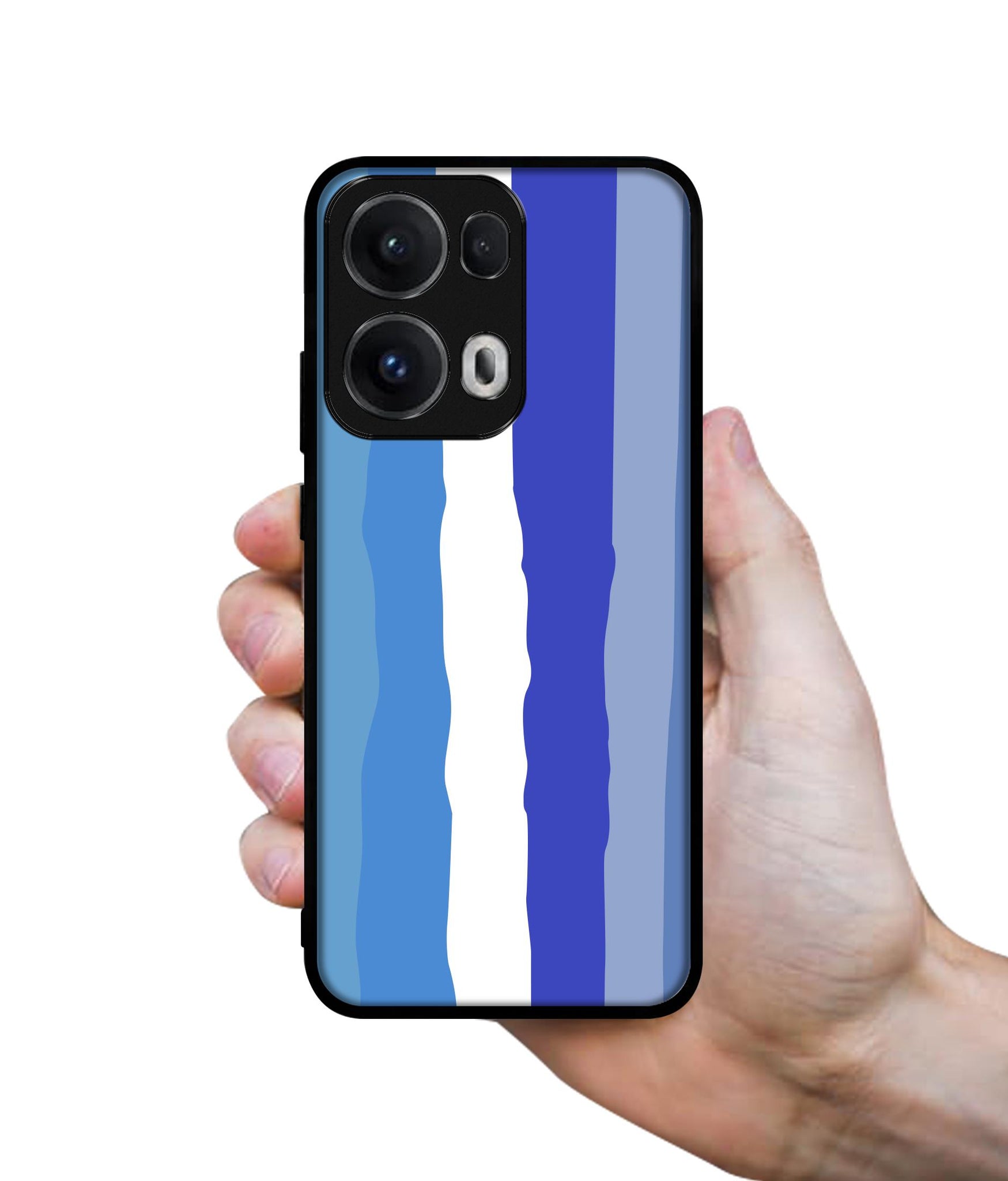 Blue Stripes Rainbow Designer 2D Printed Back Case Cover for Oppo Reno13 Pro 5G