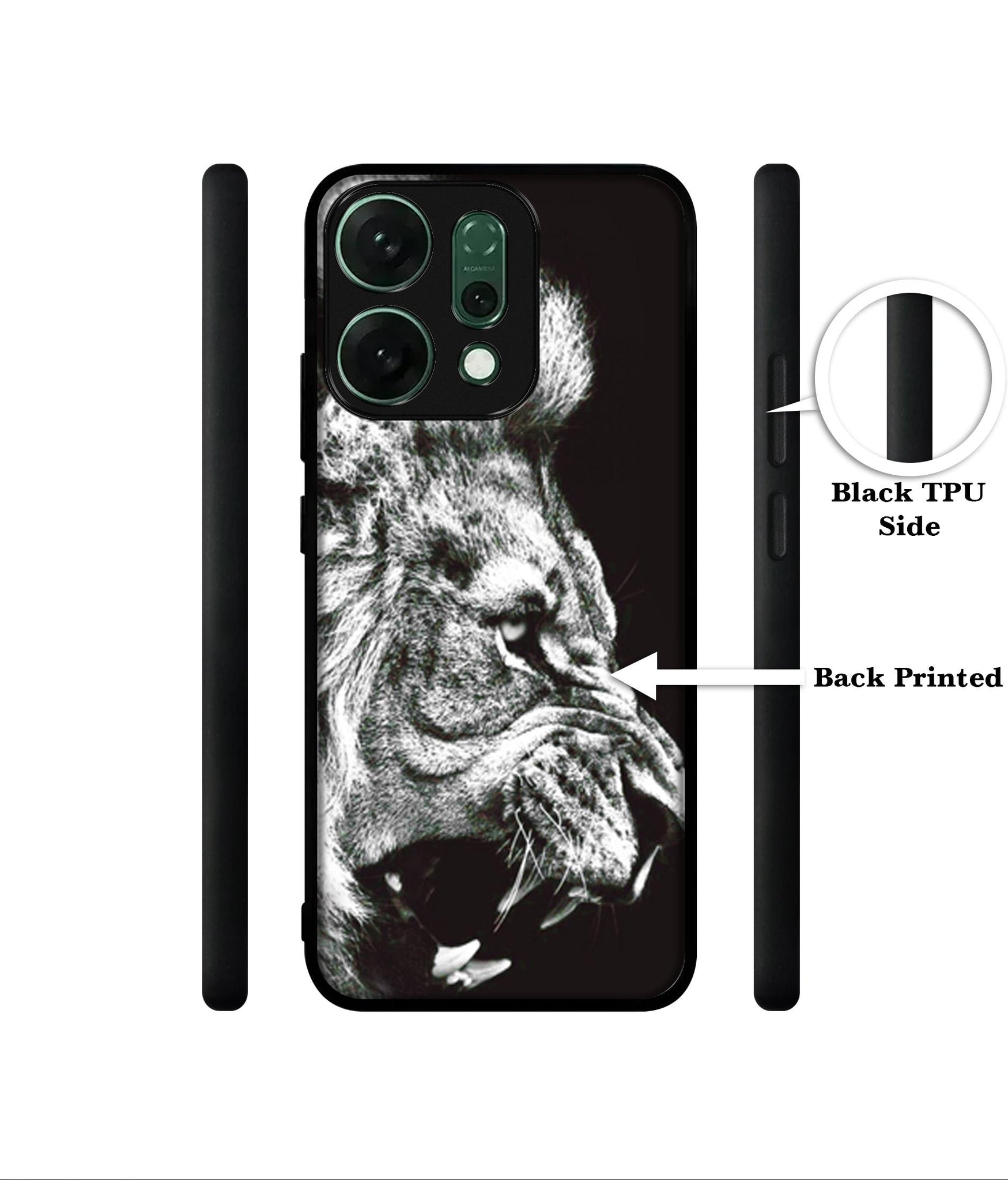 Angry Lion Designer 2D Printed Back Case Cover for Oppo Reno14 5G