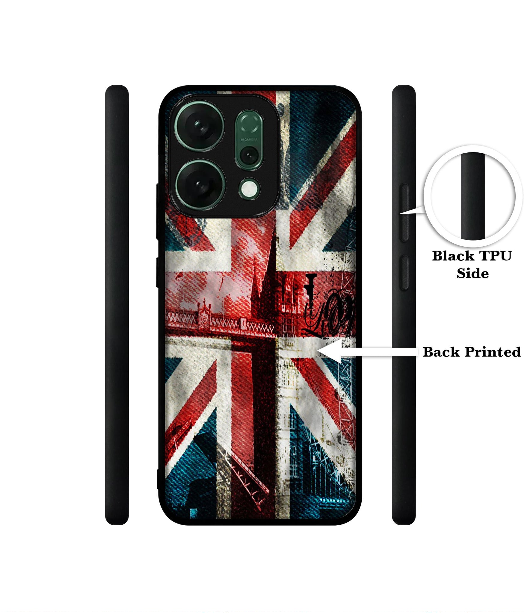 London Flag wallpaper Designer 2D Printed Back Case Cover for Oppo Reno14 5G