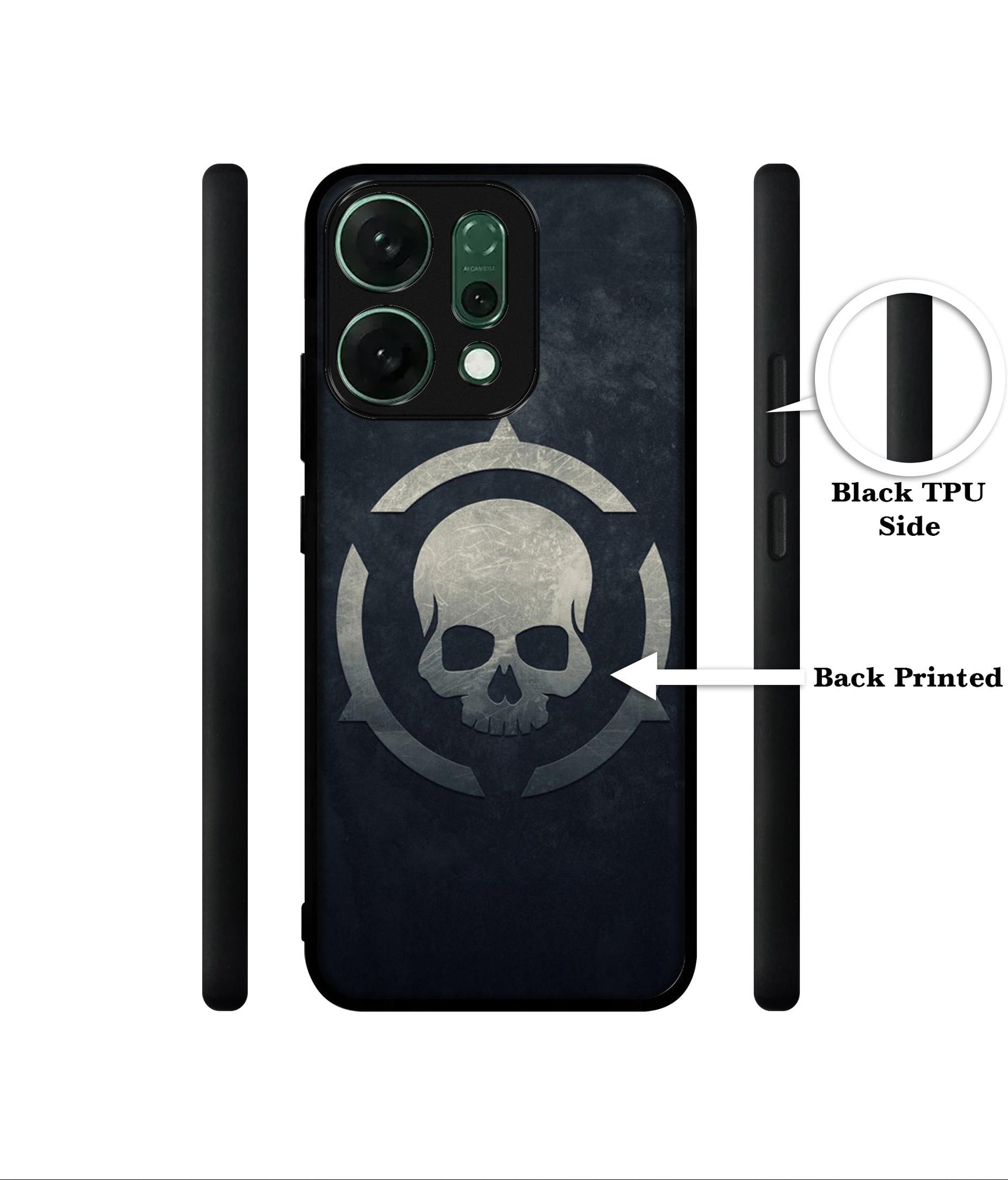 Skull Pattern Print Designer 2D Printed Back Case Cover for Oppo Reno14 5G