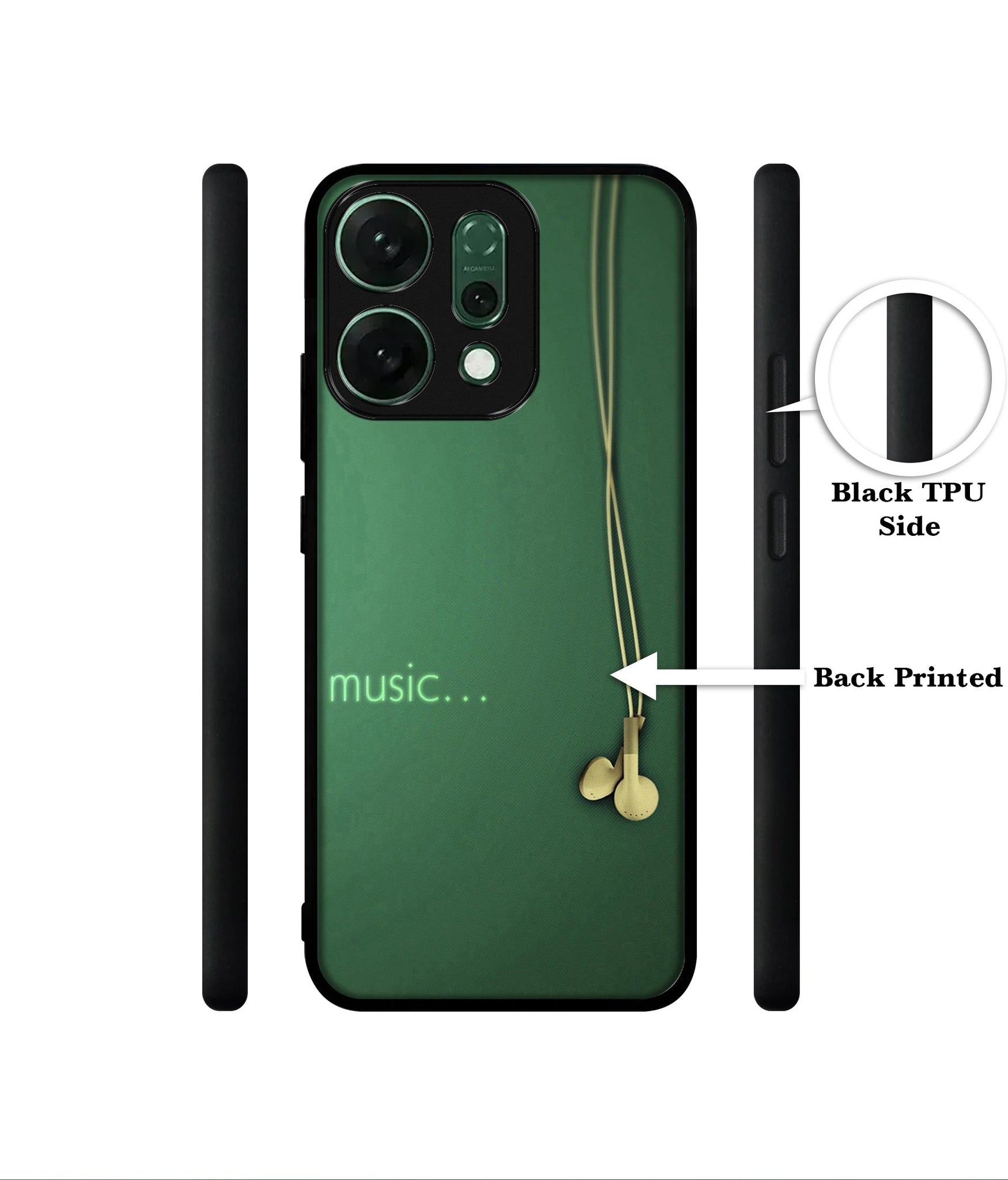 Headphone Music Designer 2D Printed Back Case Cover for Oppo Reno14 5G