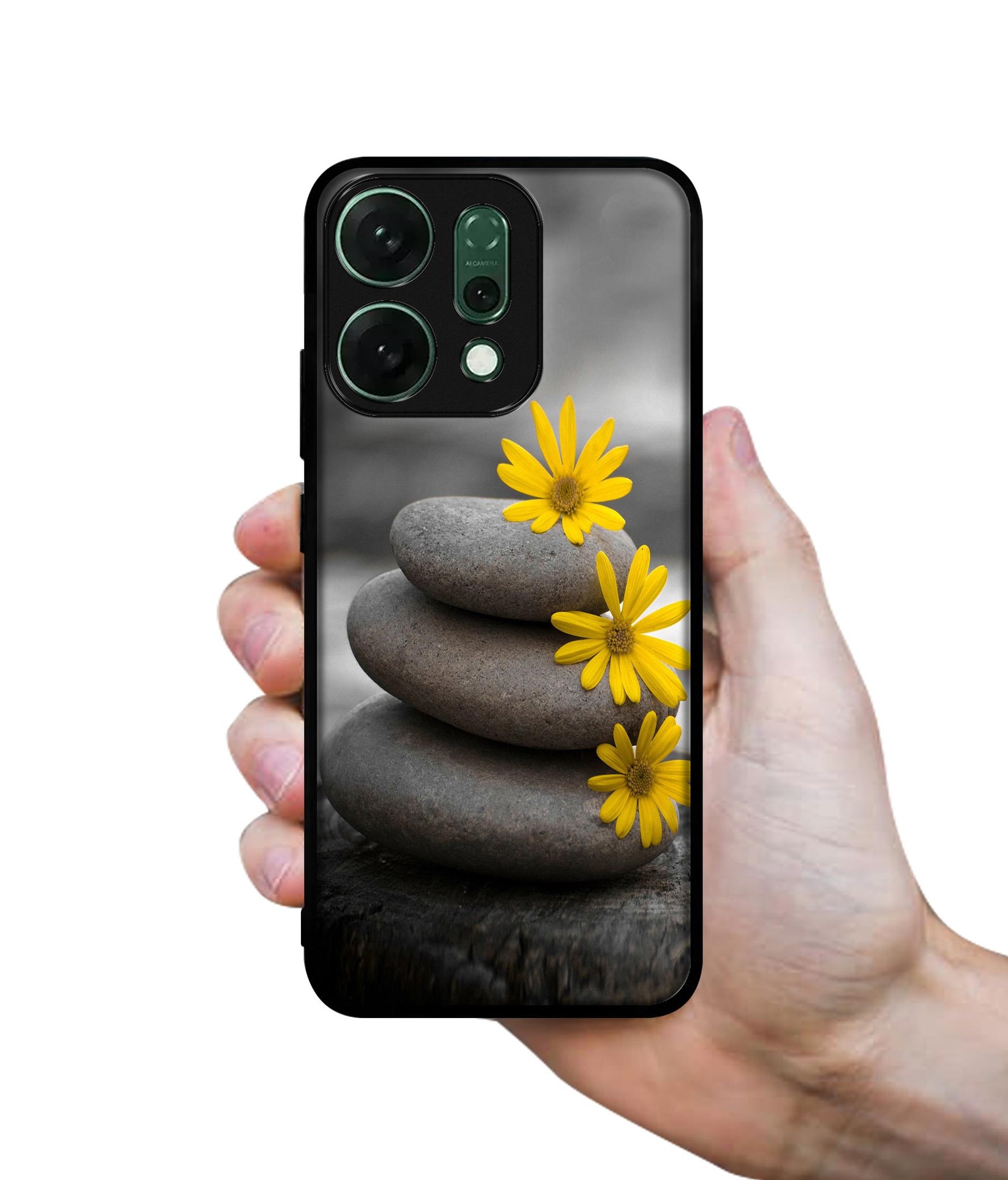 Stones And Flower Designer 2D Printed Back Case Cover for Oppo Reno14 5G