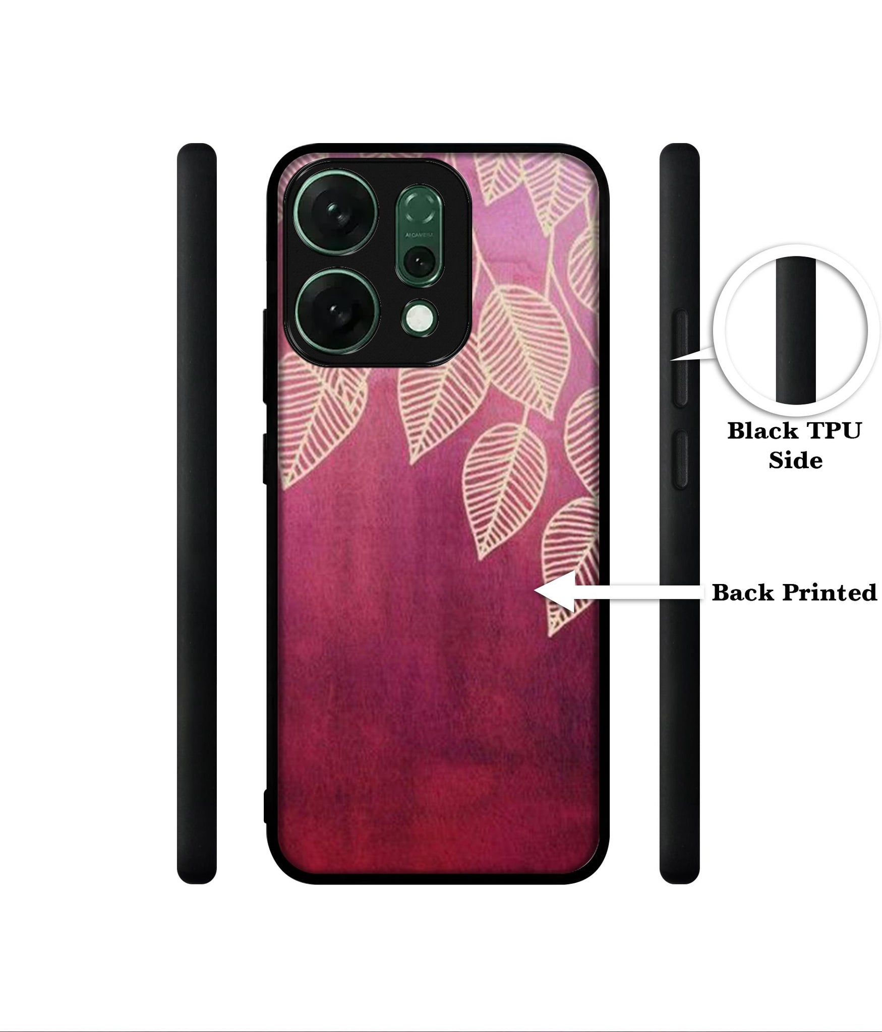 Leaf Pattern Designer 2D Printed Back Case Cover for Oppo Reno14 5G