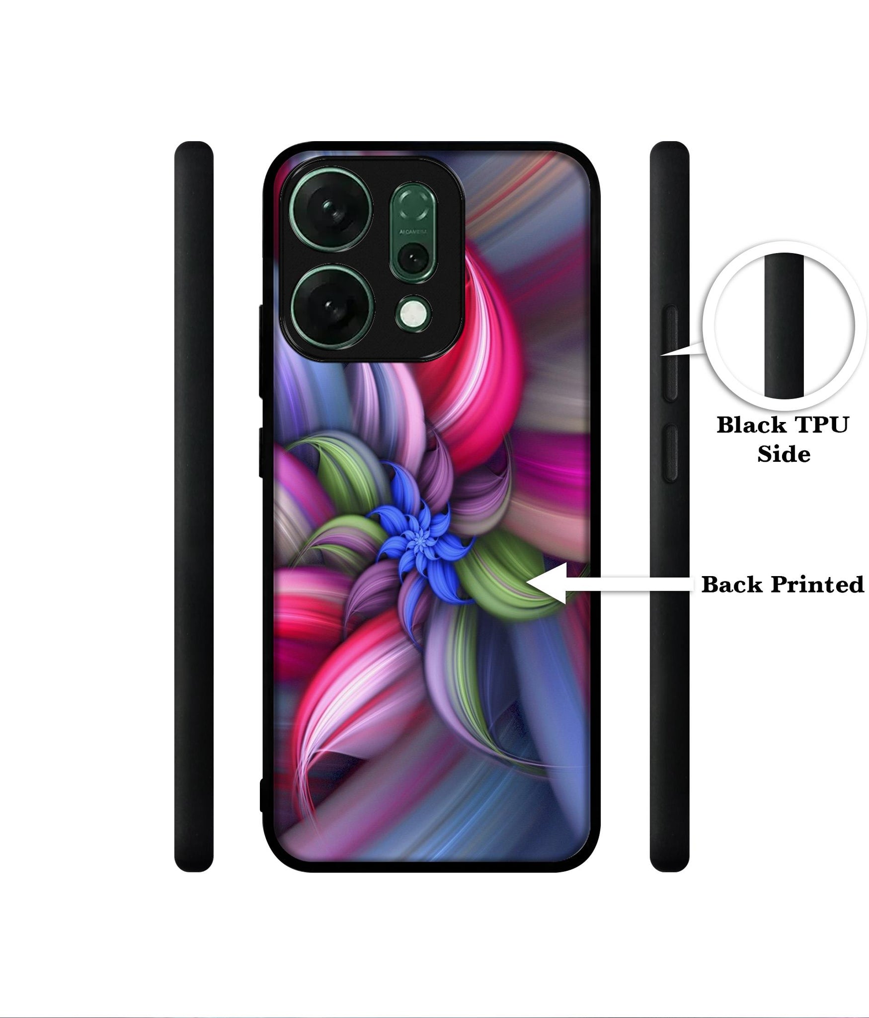 Colorful Flower Designer 2D Printed Back Case Cover for Oppo Reno14 5G