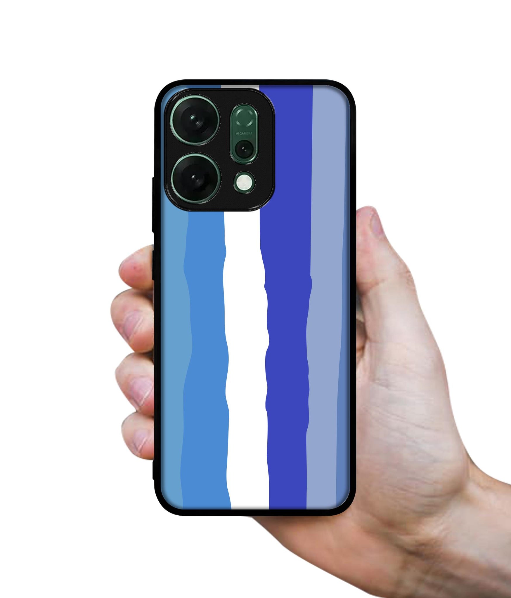 Blue Stripes Rainbow Designer 2D Printed Back Case Cover for Oppo Reno14 5G