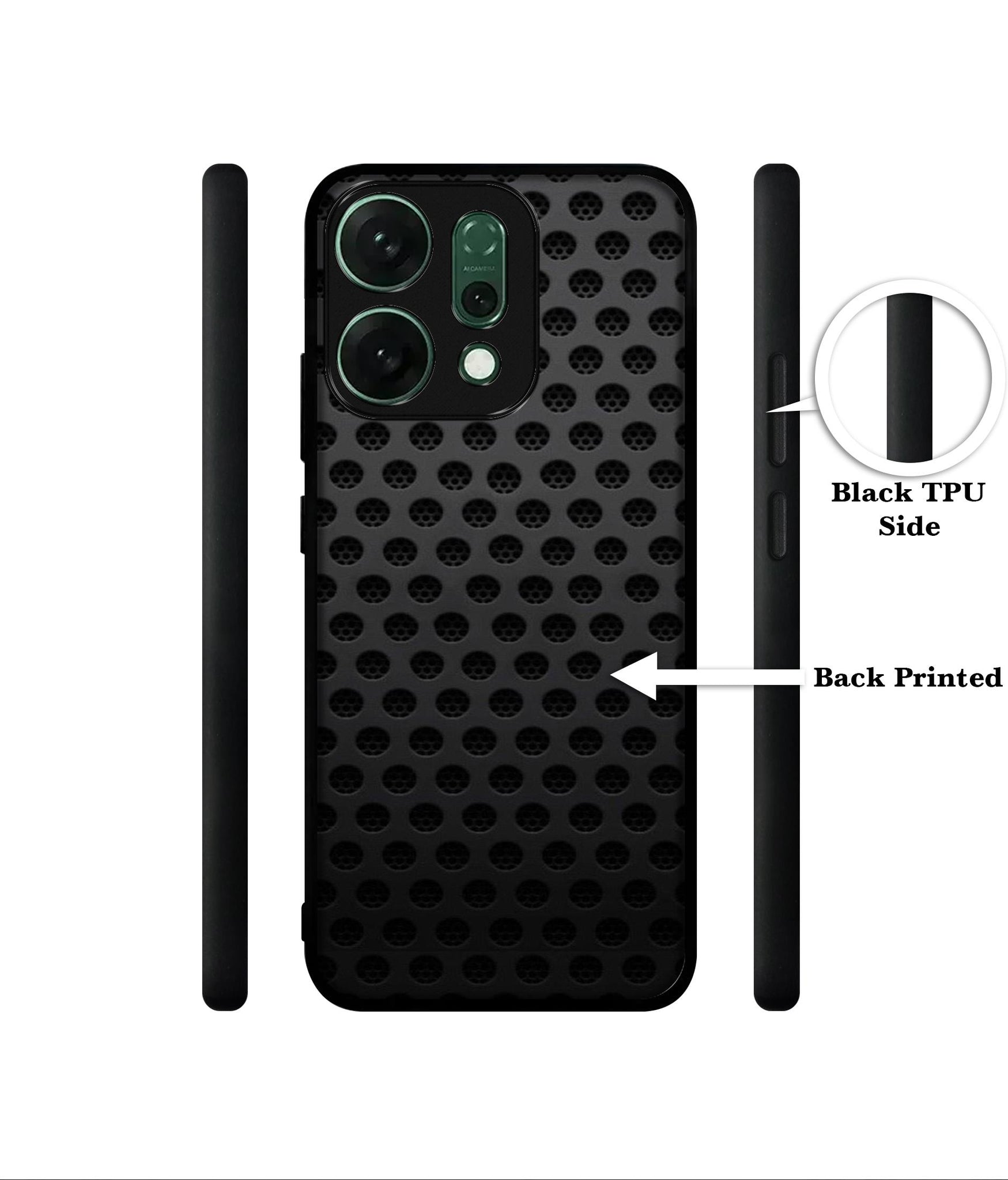 Black Circle Designer 2D Printed Back Case Cover for Oppo Reno14 Pro 5G
