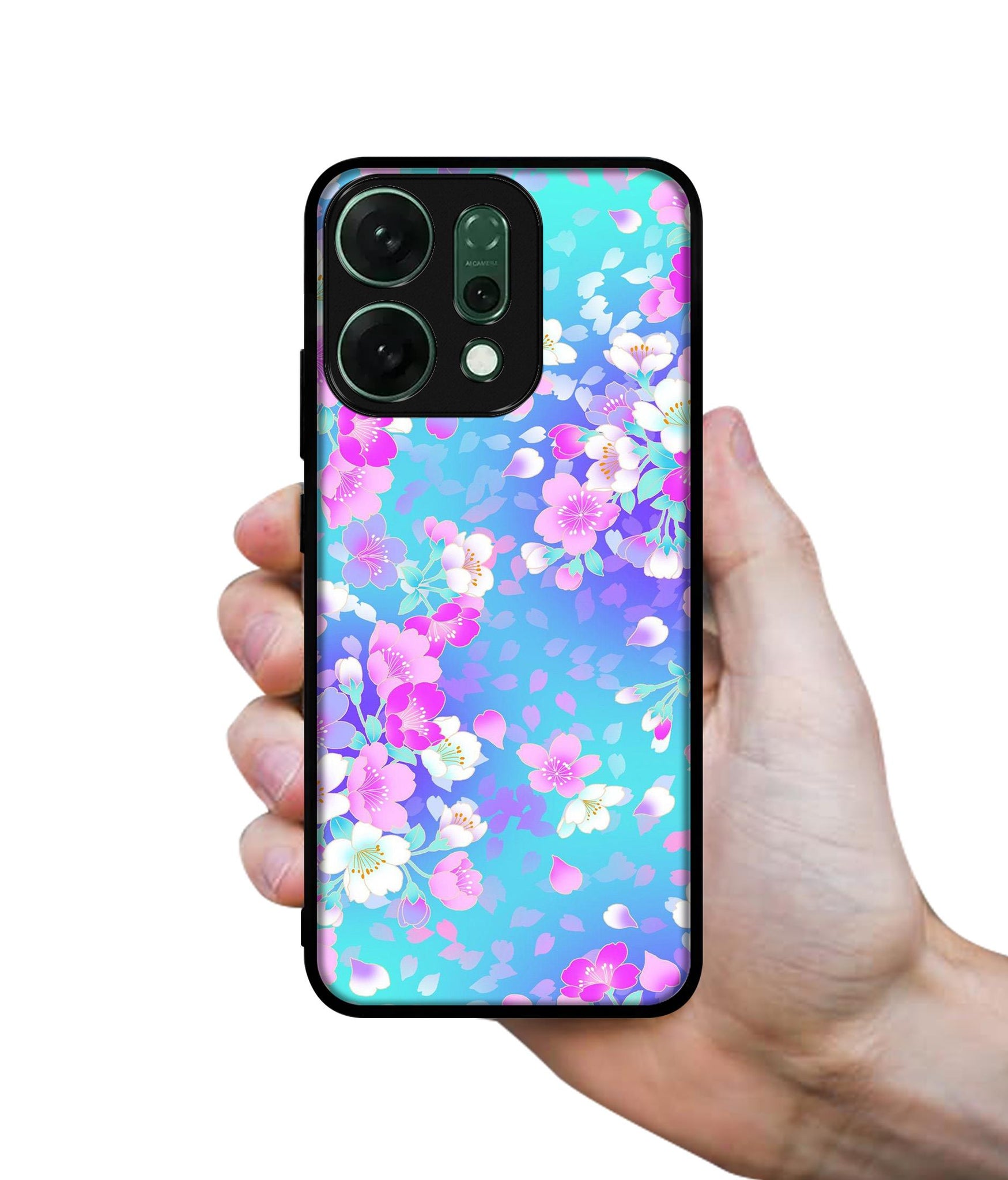 Floral Blue Pattern Designer 2D Printed Back Case Cover for Oppo Reno14 Pro 5G