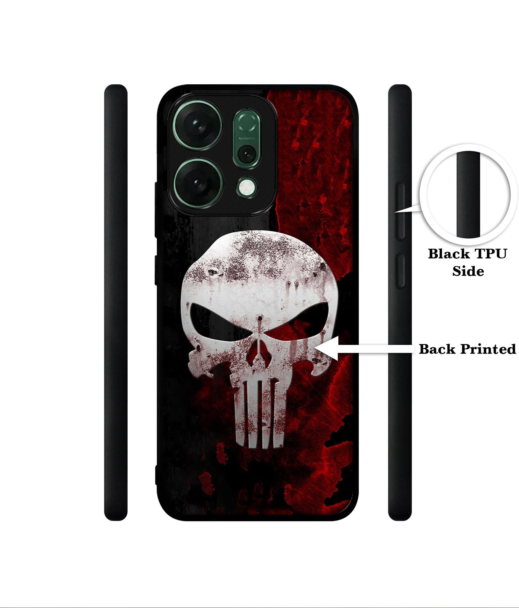 Punisher Skull Designer 2D Printed Back Case Cover for Oppo Reno14 Pro 5G