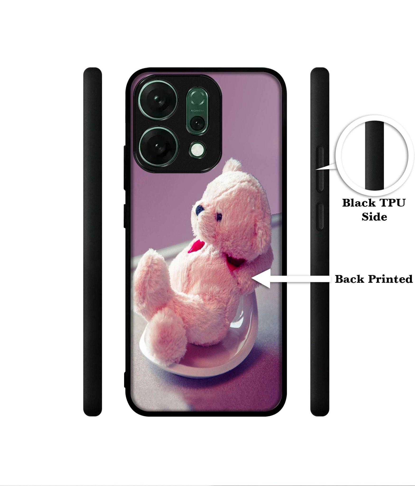 Cute Teddy Bear Designer 2D Printed Back Case Cover for Oppo Reno14 Pro 5G