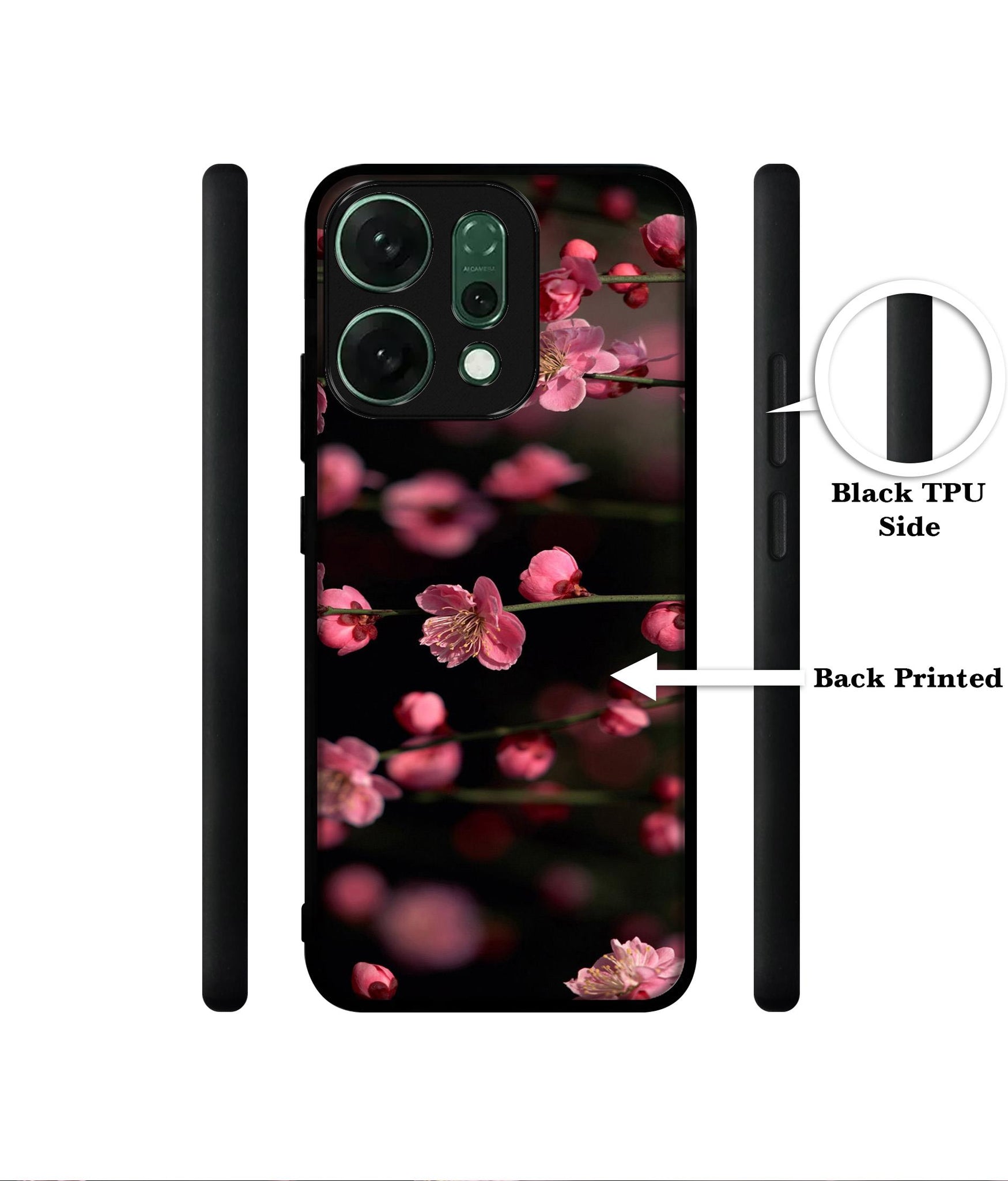 Pink Flowers Designer 2D Printed Back Case Cover for Oppo Reno14 Pro 5G