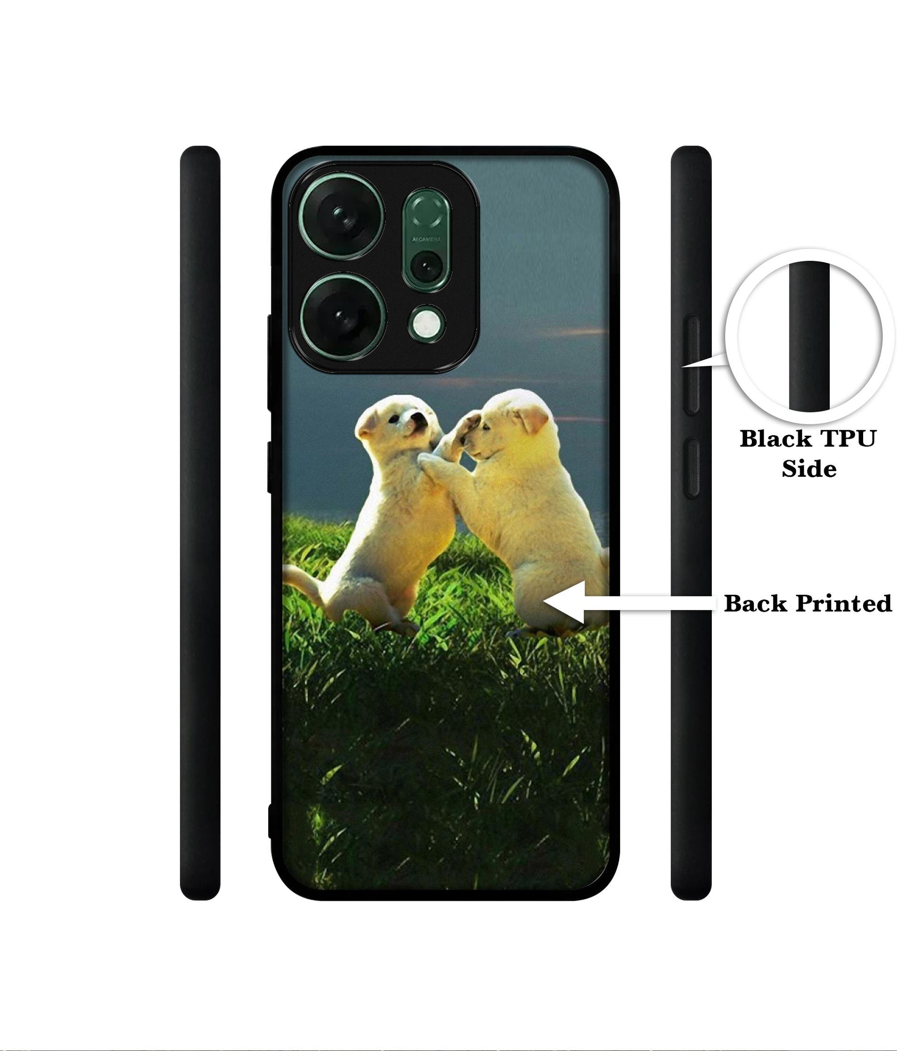 Puppy Couple Sunset Designer 2D Printed Back Case Cover for Oppo Reno14 Pro 5G