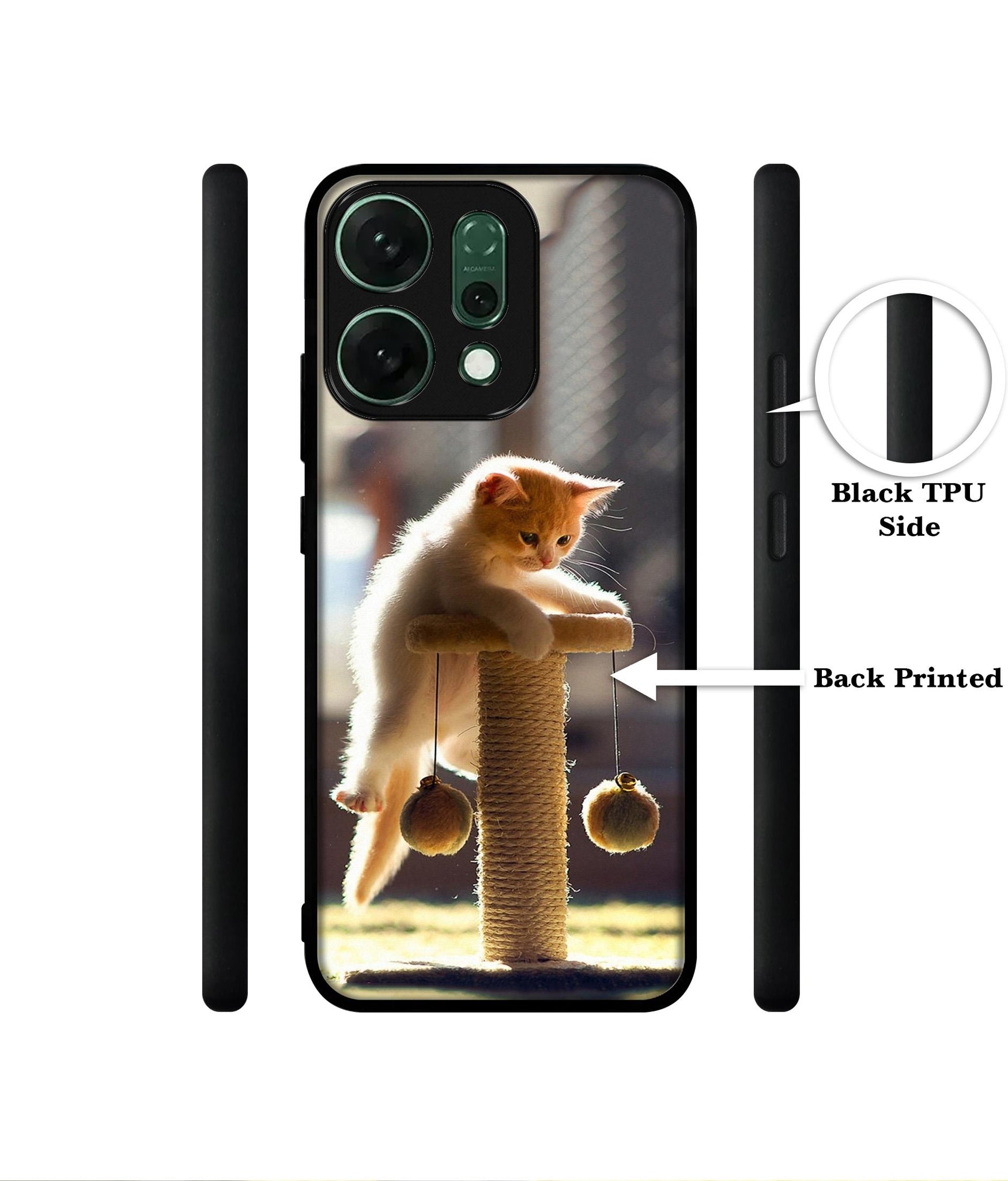 Cat Climbing Designer 2D Printed Back Case Cover for Oppo Reno14 Pro 5G