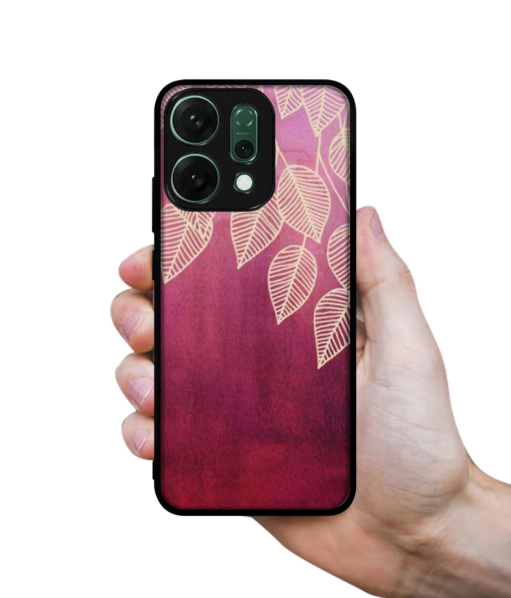 Leaf Pattern Designer 2D Printed Back Case Cover for Oppo Reno14 Pro 5G
